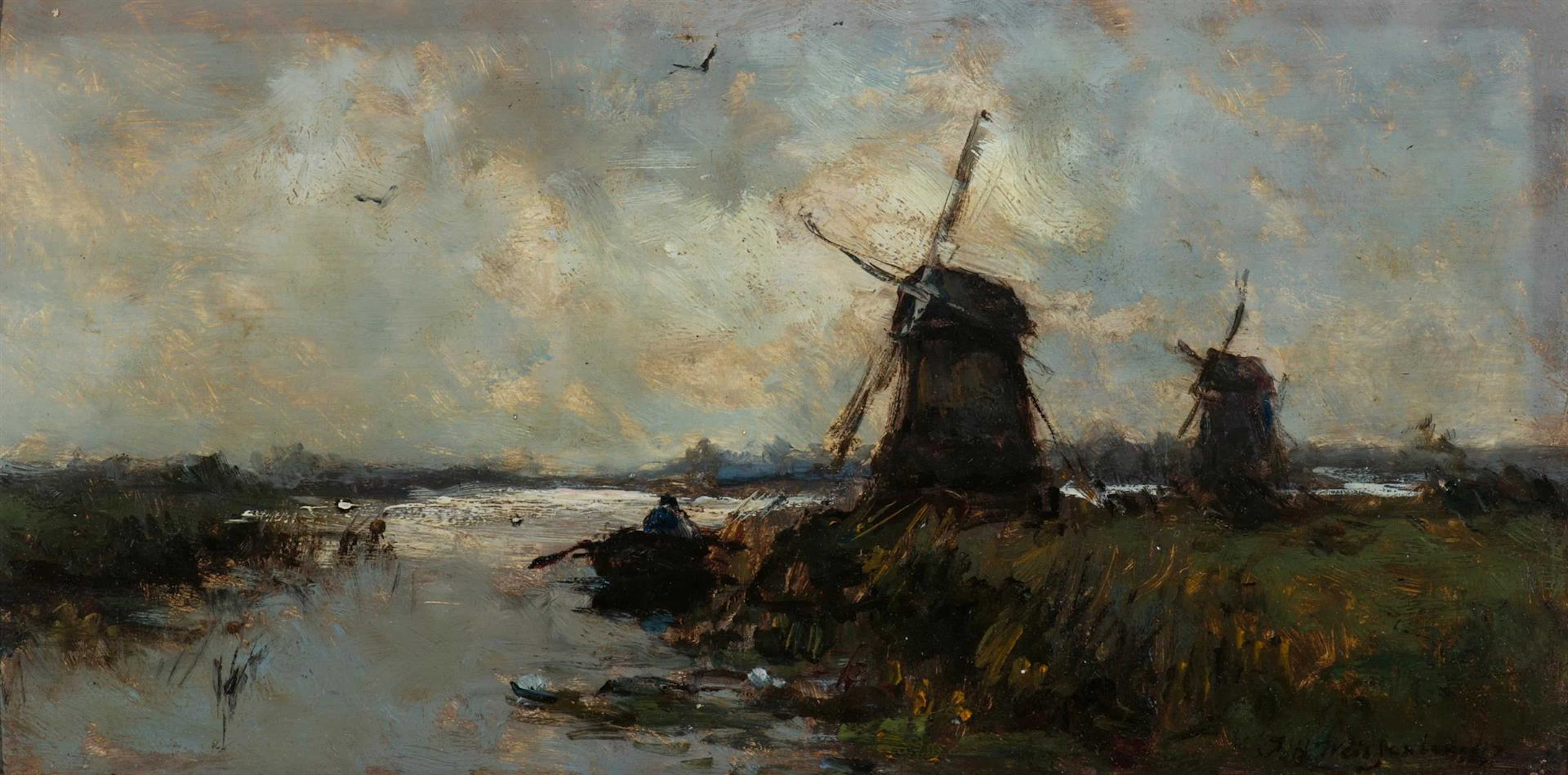 Jan Hendrik Weissenbruch (The Hague 1824 - 1903) A river...