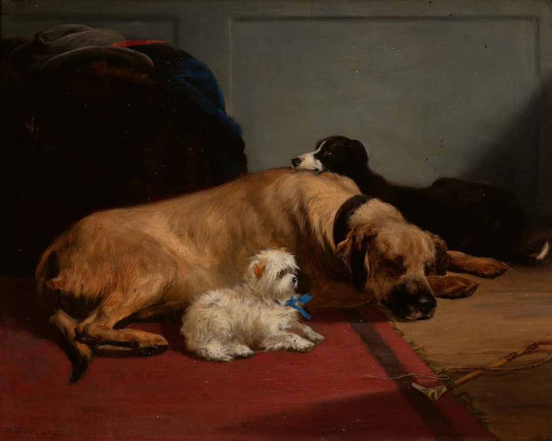 Henry Garland (1834 - 1913) After the walk Signed lower...