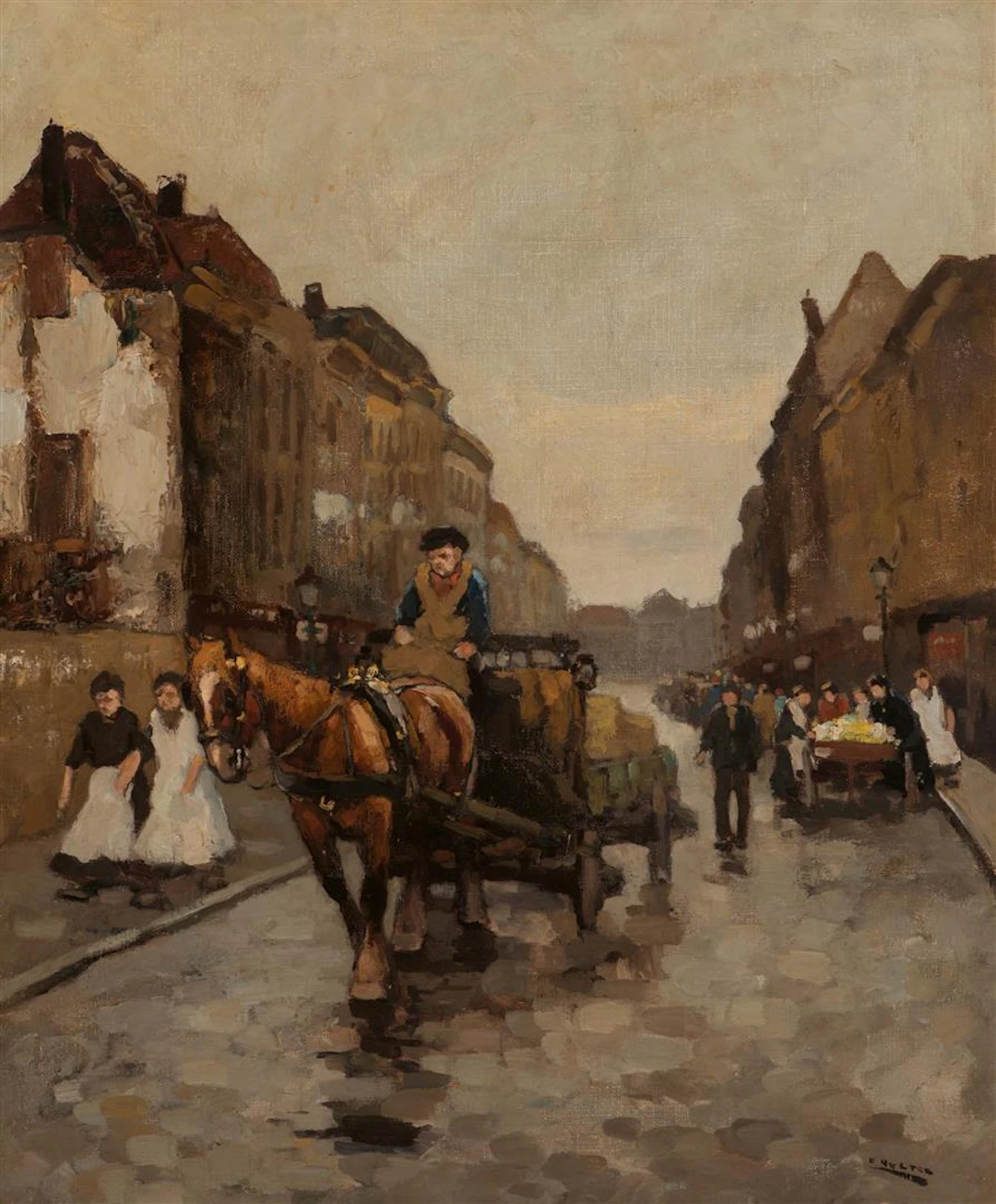 Cor Noltee (The Hague 1903 - Dordrecht 1967) Busy street...