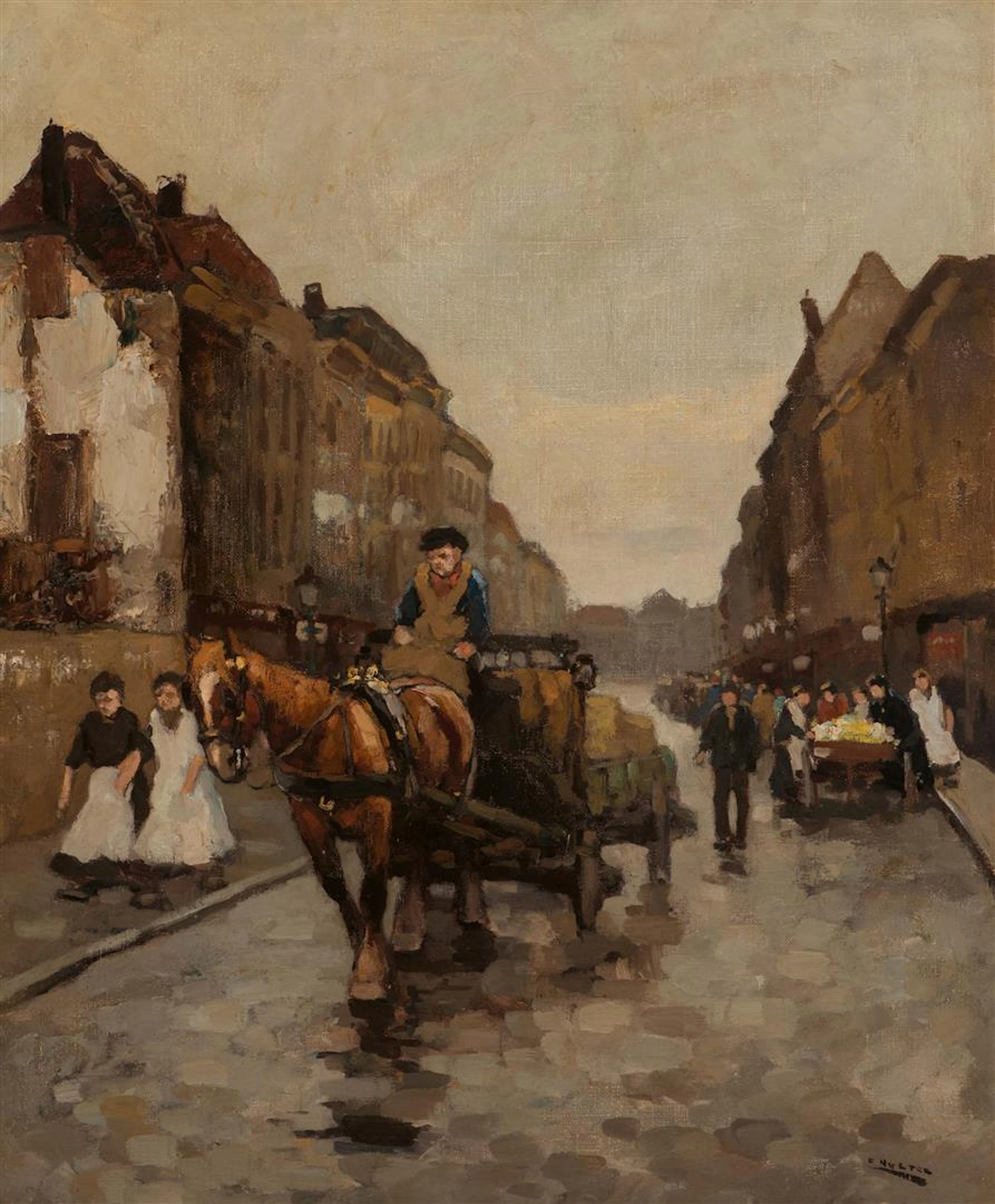 Cor Noltee (The Hague 1903 - Dordrecht 1967) Busy street...