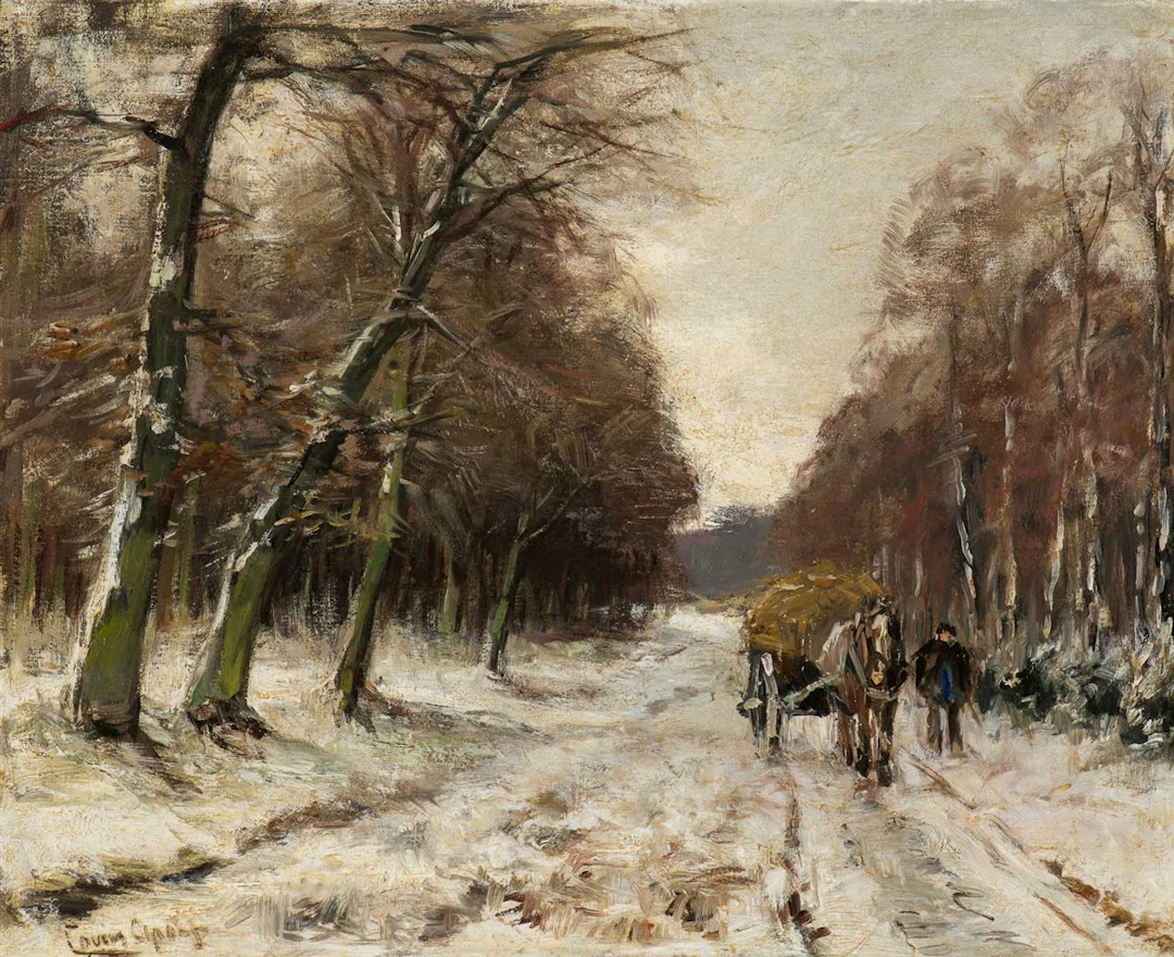 Louis Apol (The Hague 1850 - 1936) Man with hay cart in...