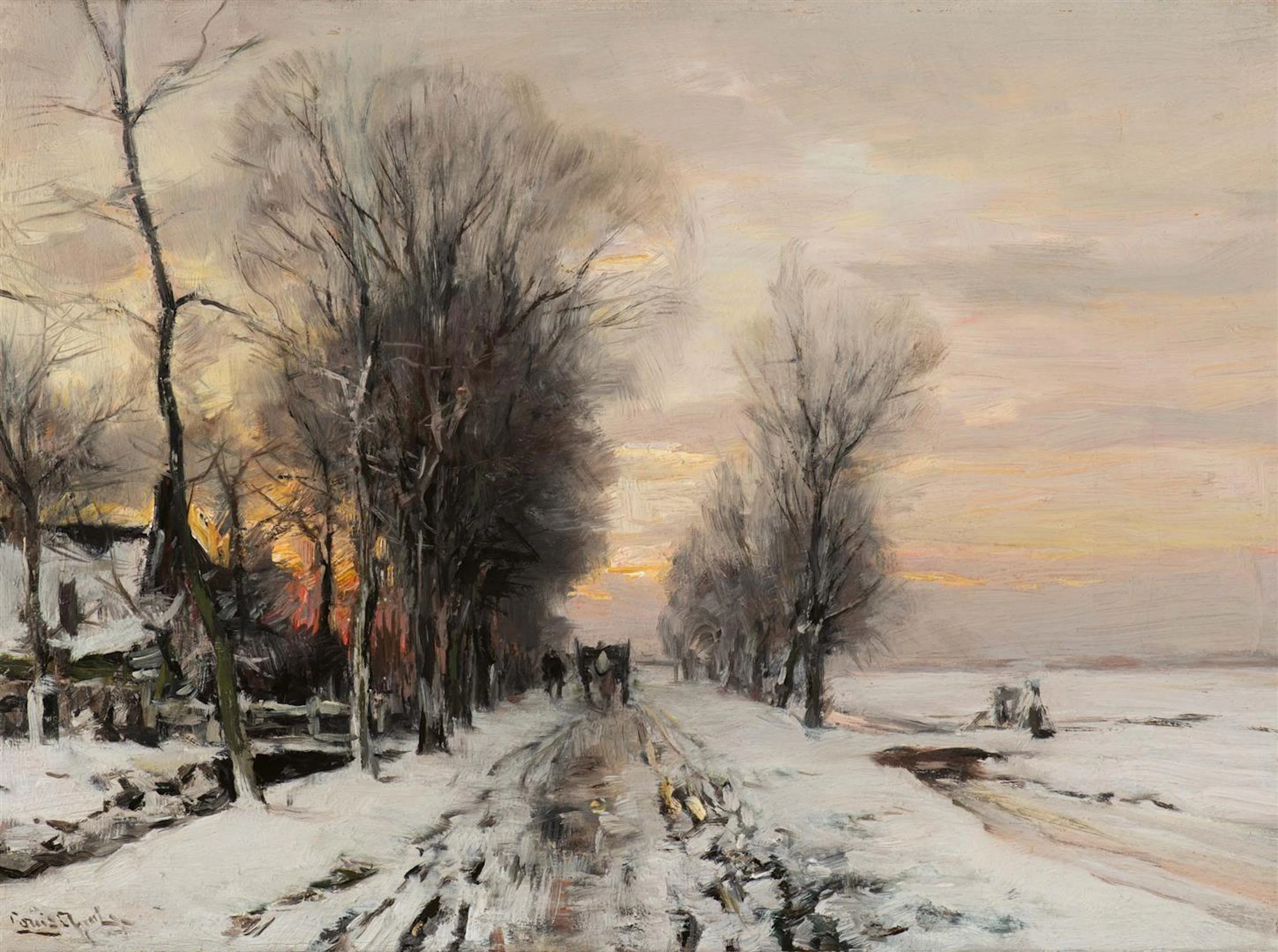 Louis Apol (The Hague 1850 - 1936) Ondergaande zon...