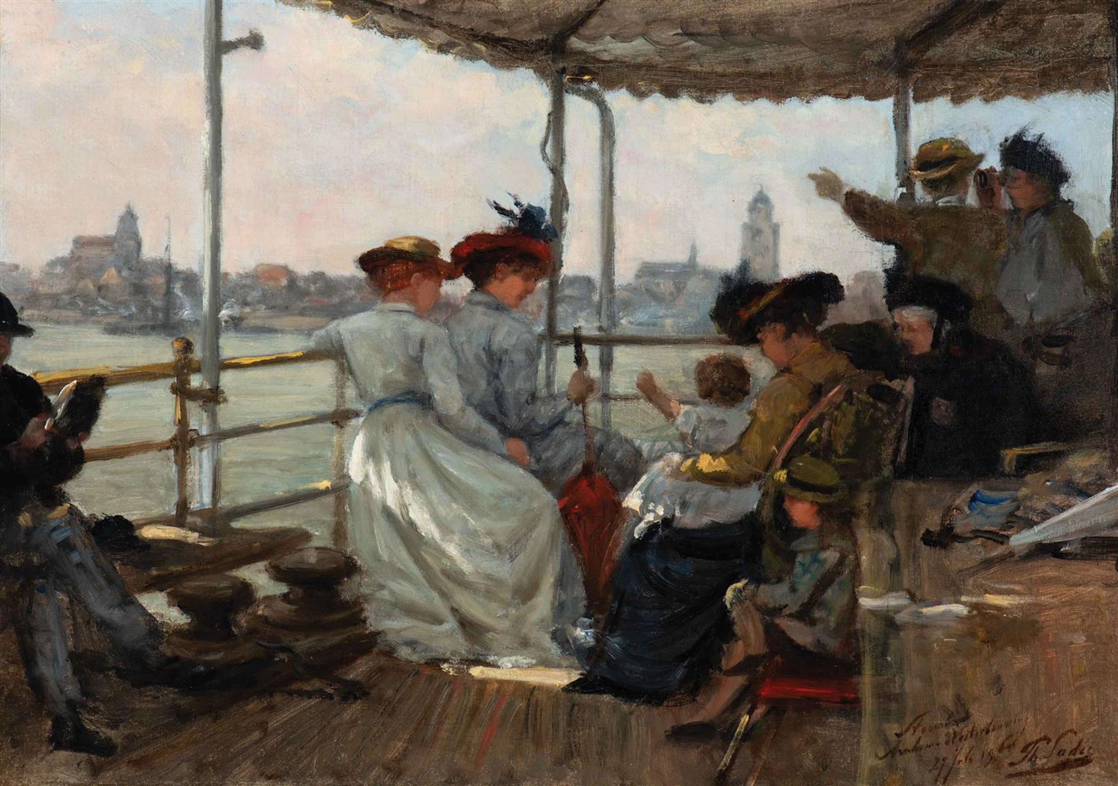 Philip Sadée (The Hague 1837 - 1904) Stoomboot Arnhem...