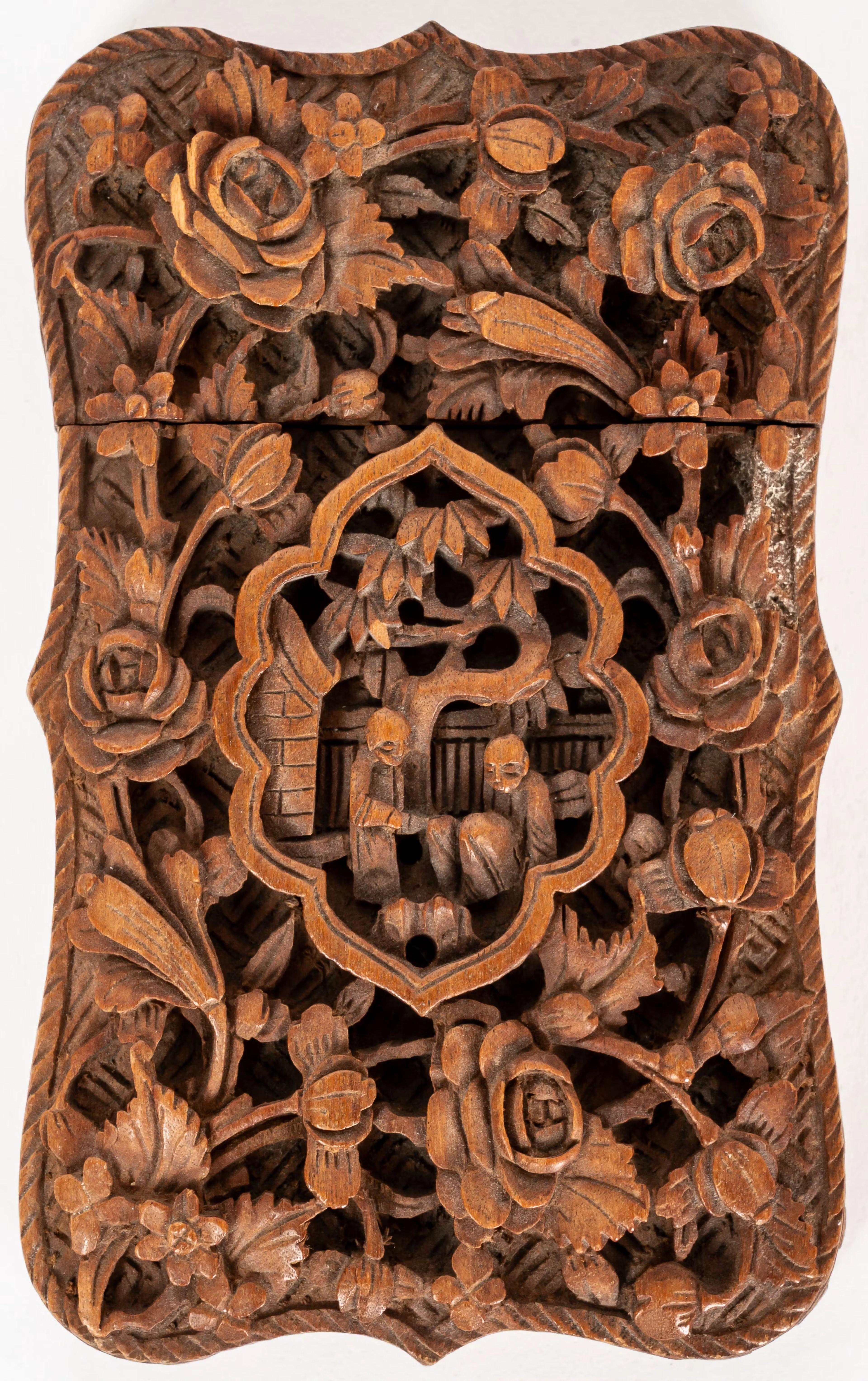 Lot 61: CHINESE WOODEN BUSINESS CARD HOLDER