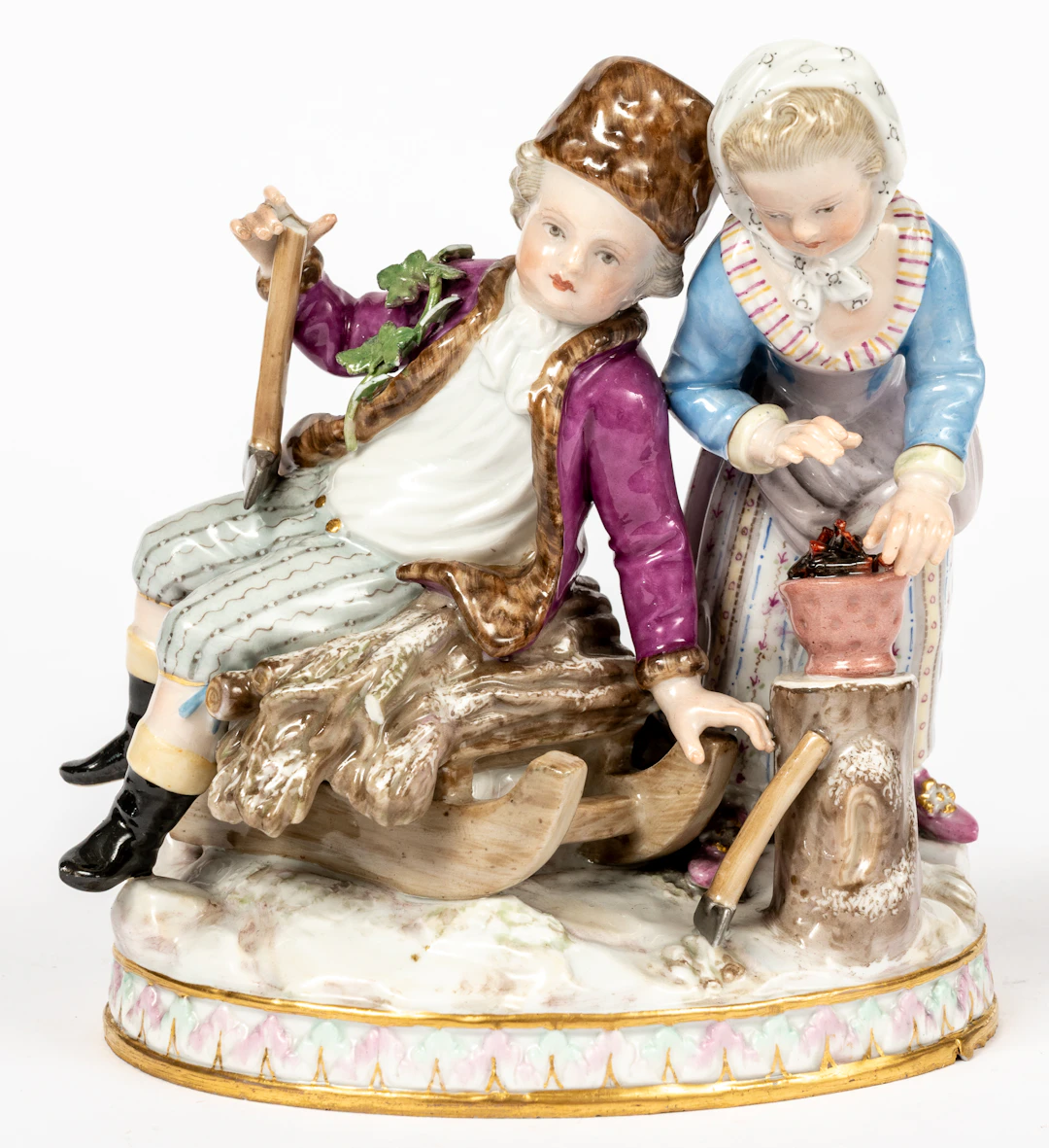 Lot 125: (111) MEISSEN FIGURAL GROUP "WINTER"