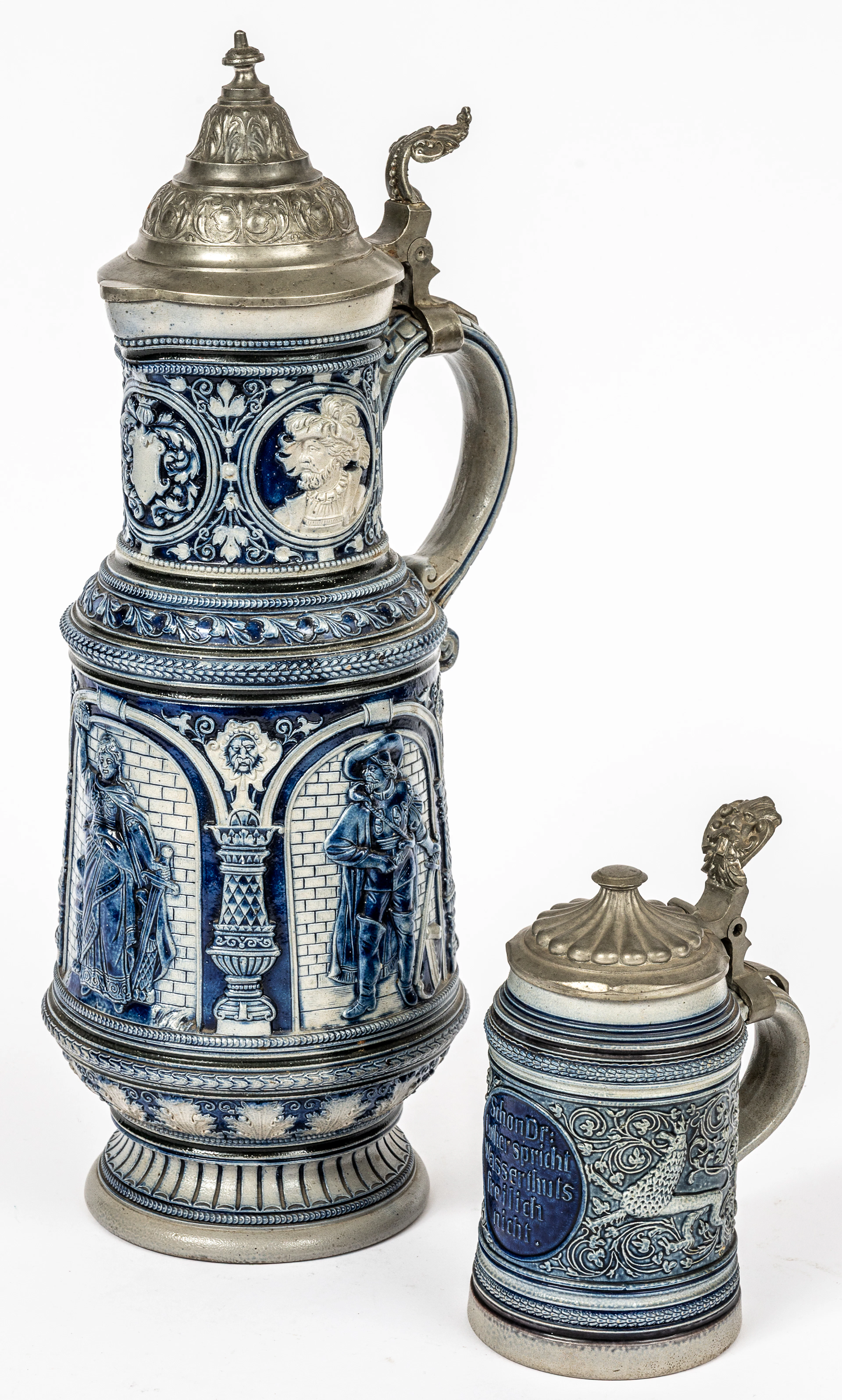 Lot 119: (22,38) WESTERWALD POURING JUG AND BEER MUG