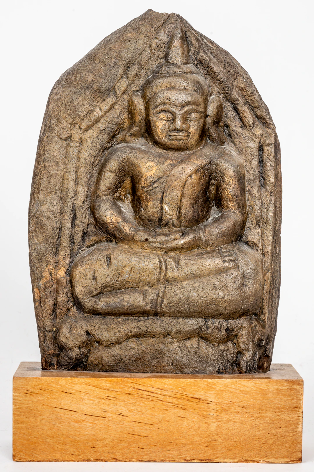 Lot 42: STONE RELIEF OF A SEATED BUDDHA