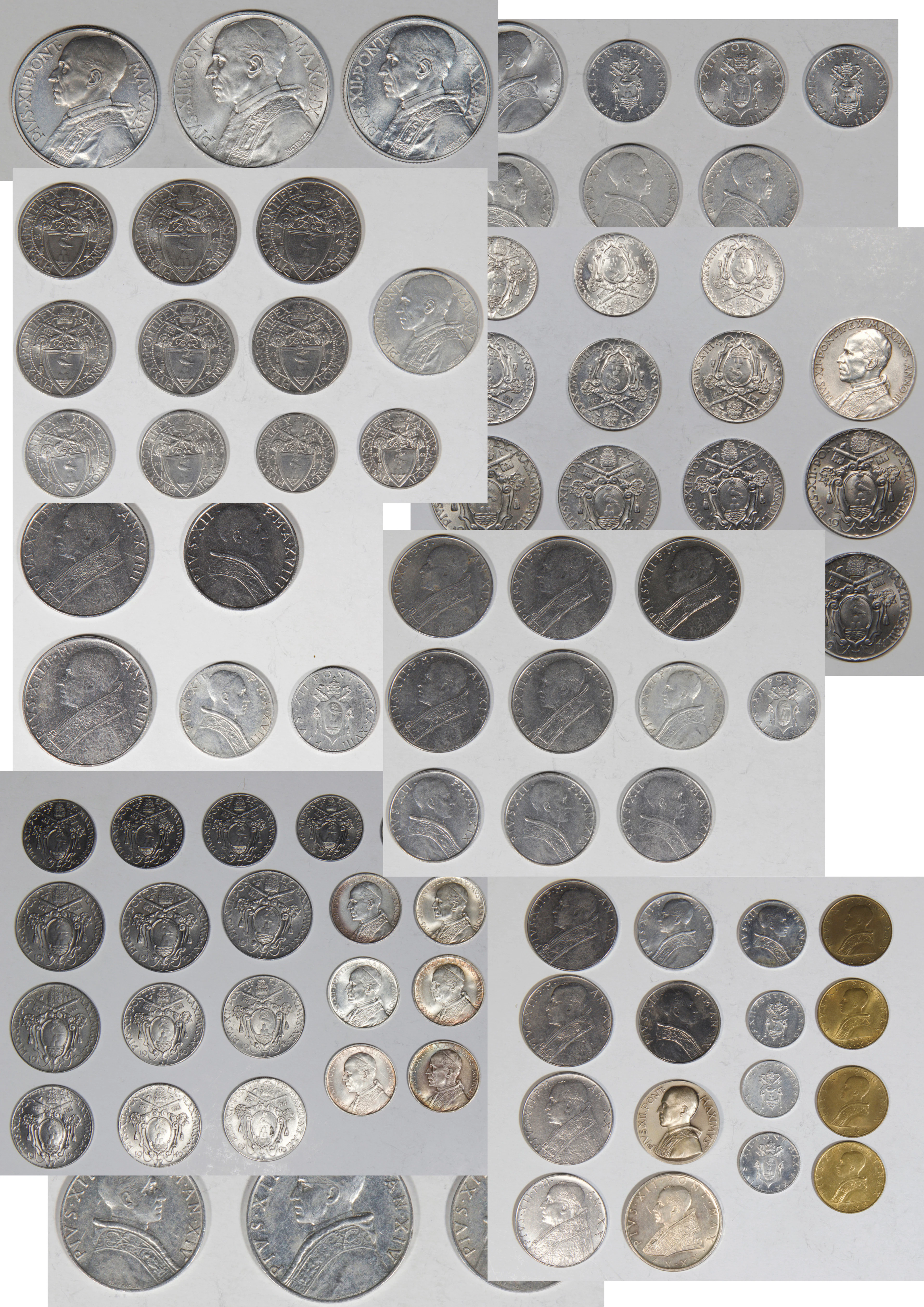 Lot 80: LARGE COLLECTION OF CIRCULATION CPOINS OF POPE PIUS XII (1939-1958)