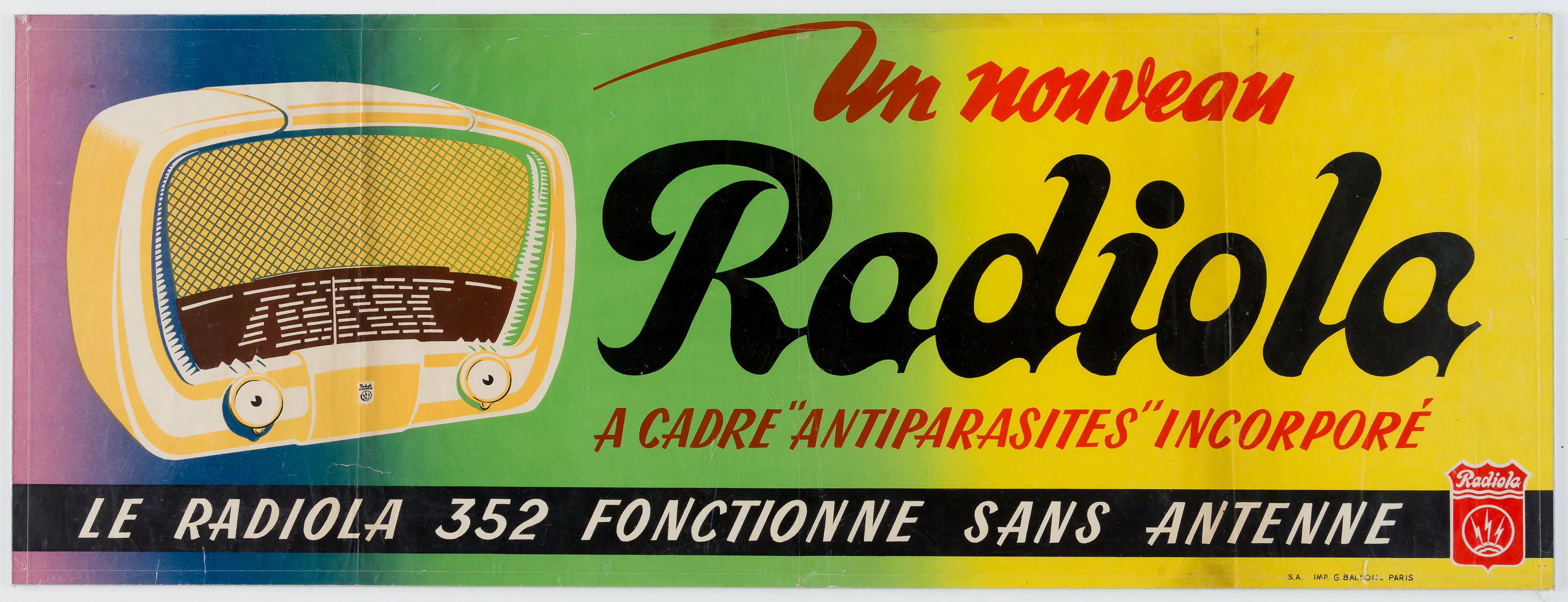 Lot 379: ADVERTISING POSTER FOR RADIOLA RADIO WITHOUT AN ANTENNA