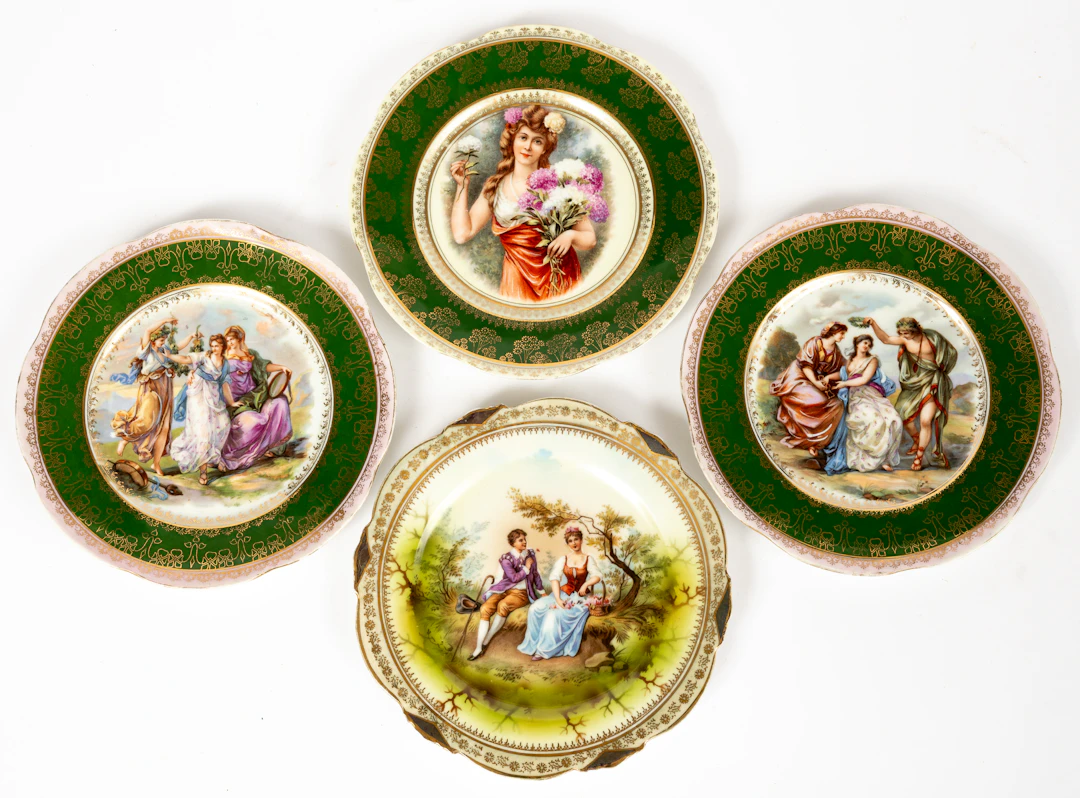 Lot 165: (11,13,14,15) 4 DECORATIVE PLATES WITH VARIOUS MOTIFS