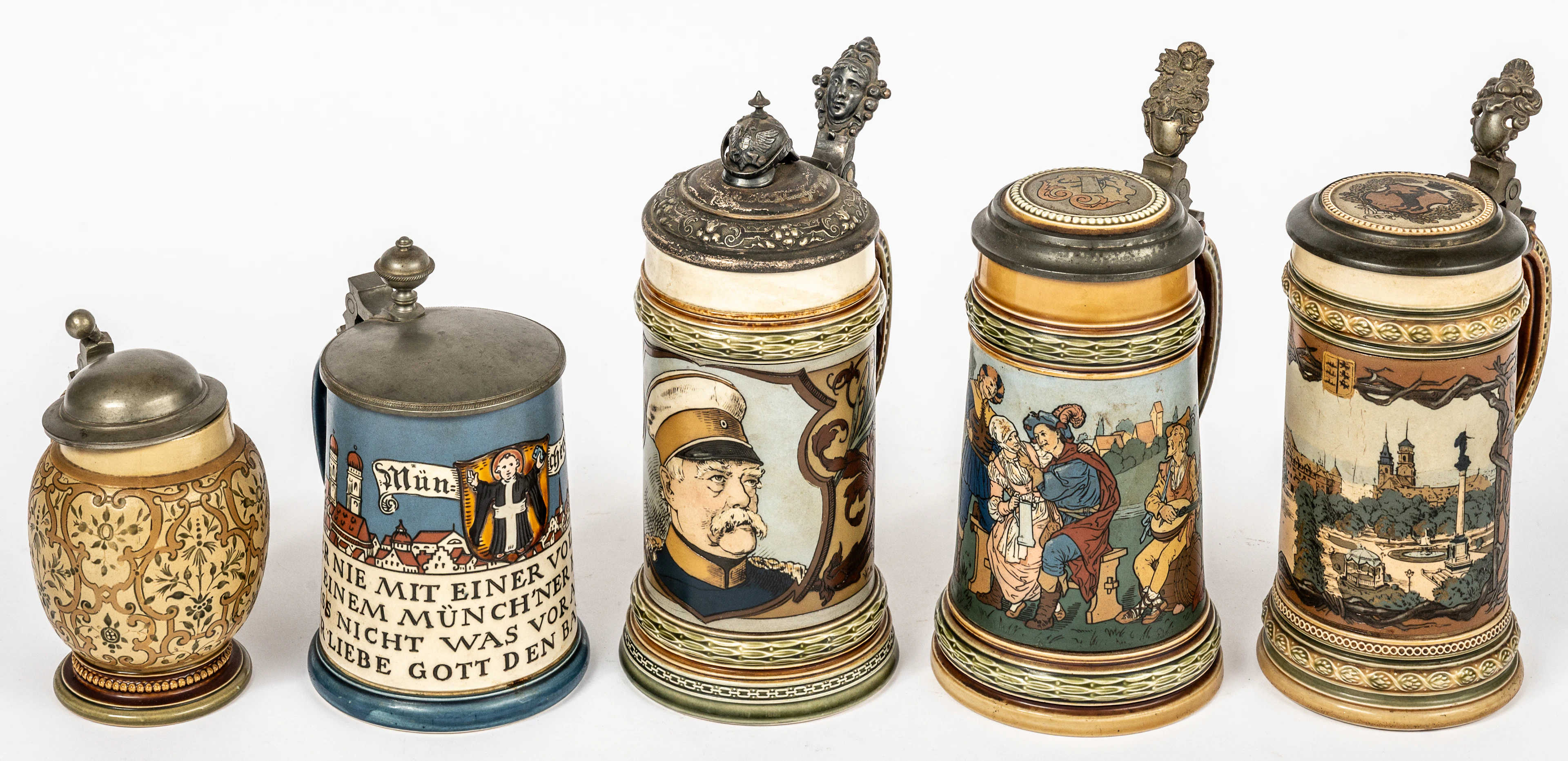 Lot 116: 5 VILLEROY & BOCH beer mugs with pewter lids