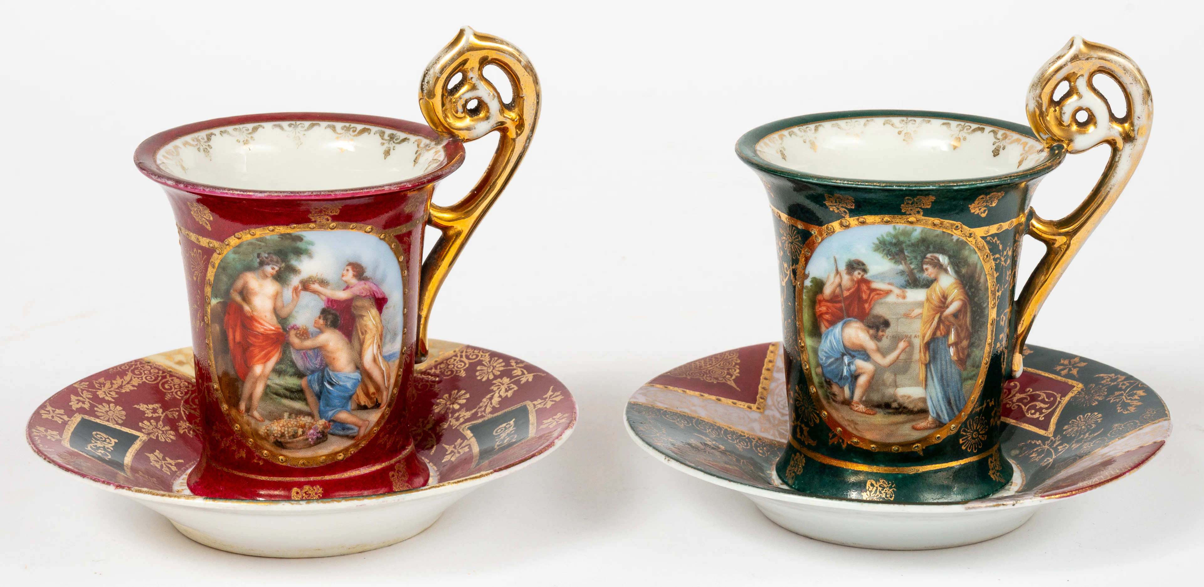 Lot 191: (136 A, B) TWO MOKKA CUPS WITH MYTHOLOGICAL SCENES
