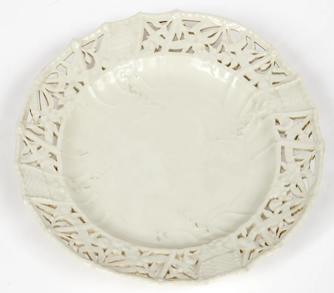 Lot 196: (82) WHITE KPM PORCELAIN PLATE WITH OPEN WORKED RIM