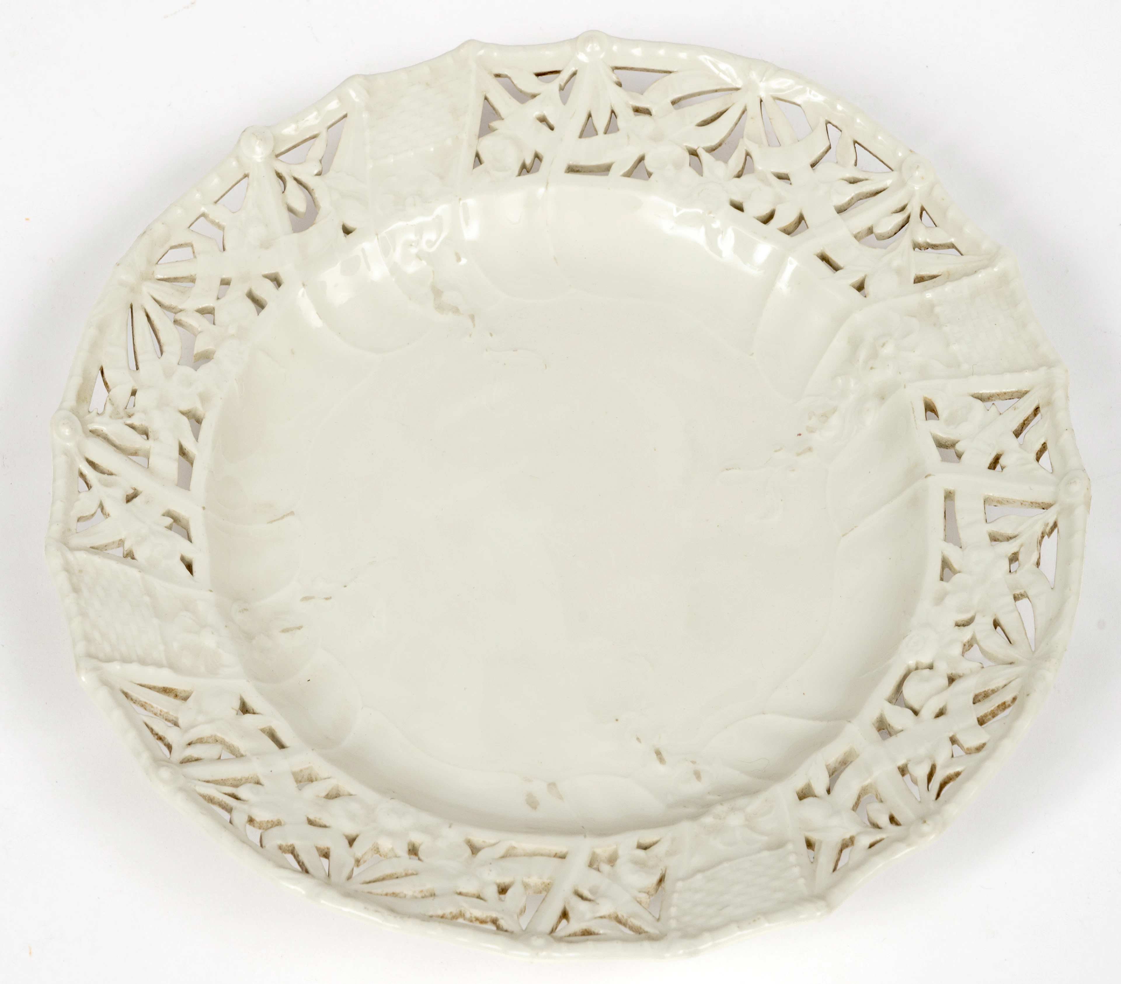 Lot 196: (82) WHITE KPM PORCELAIN PLATE WITH OPEN WORKED RIM