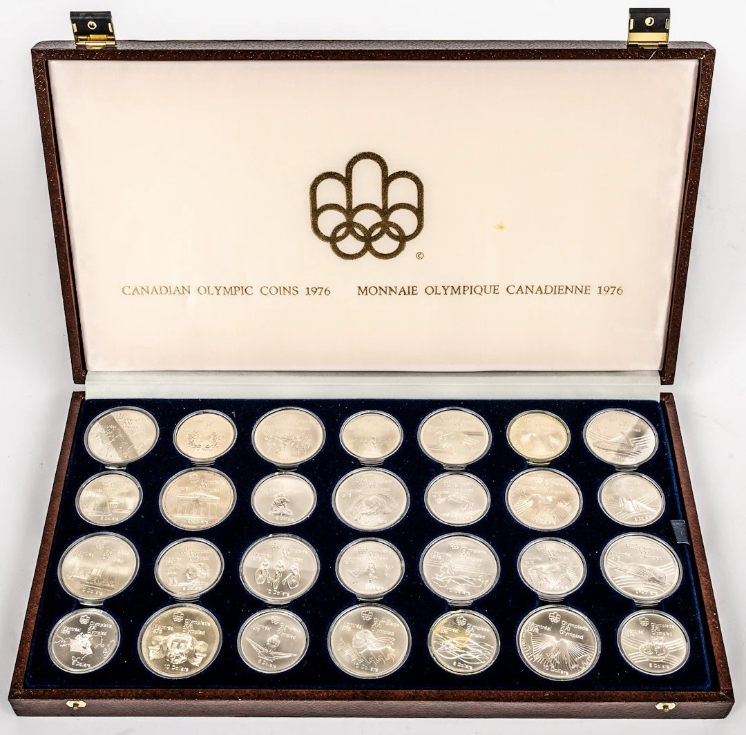 Lot 82: 1976 CANADIAN OLYMPIC SILVER COIN SEIT IN ORIGINAL CASE