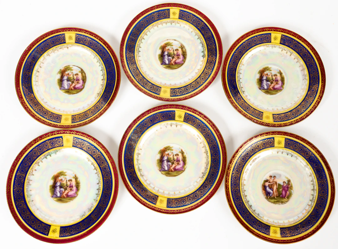 Lot 168: (149) 6 PORCELAIN PLATES WITH GENRE SCENES