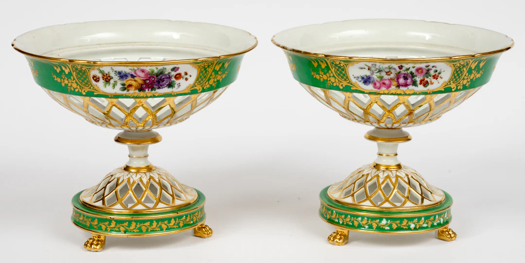 Lot 143: A PAIR OF OPEN-WORKED TABLE CENTERPIECES