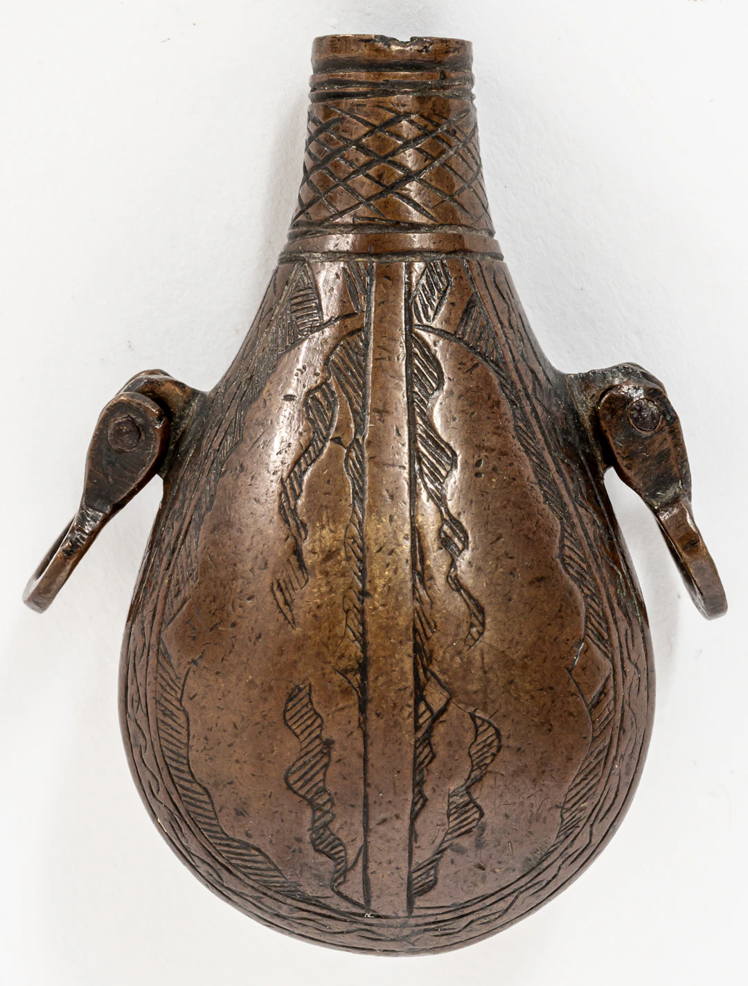 Lot 343: BRONZE POWDER FLASK