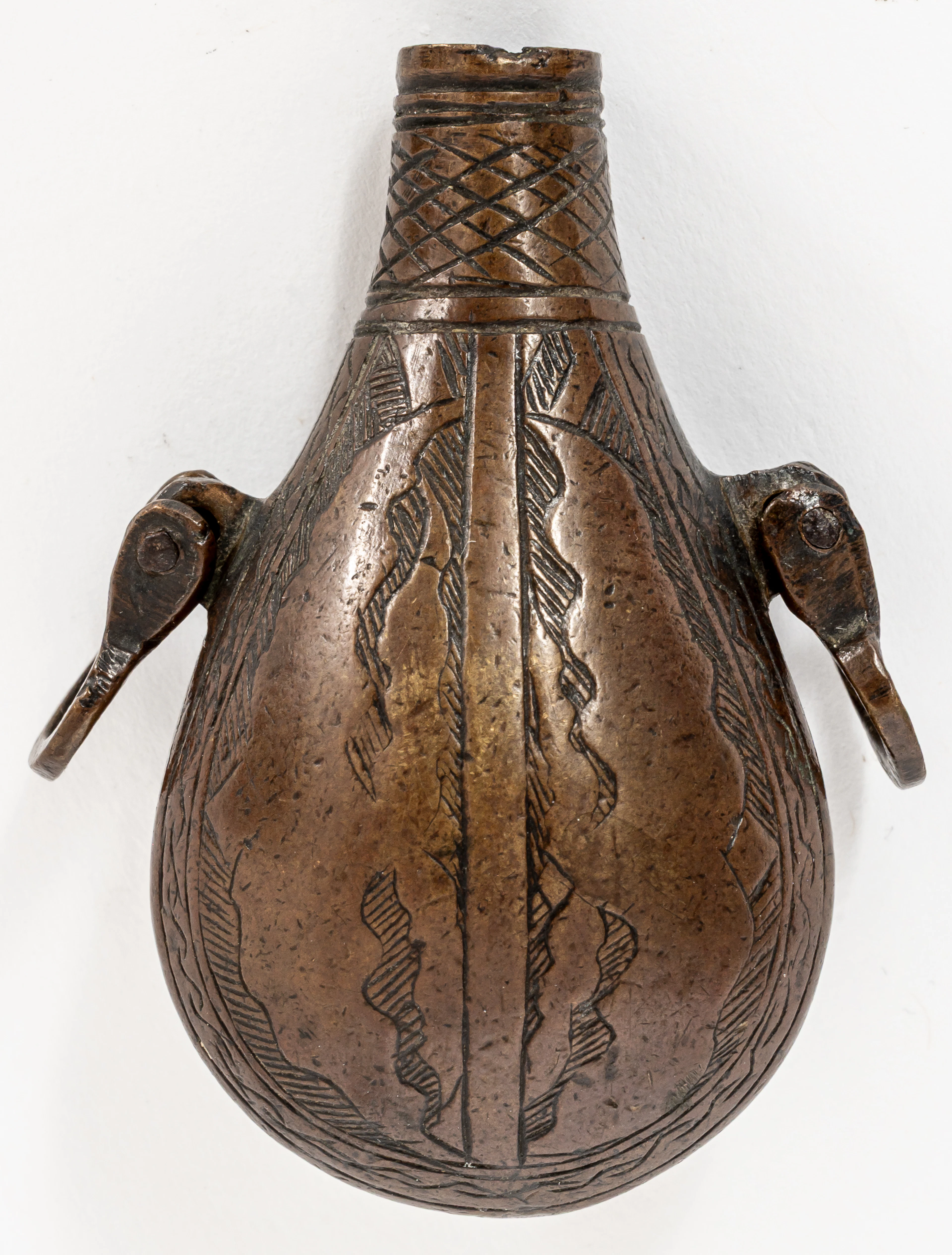 Lot 343: BRONZE POWDER FLASK