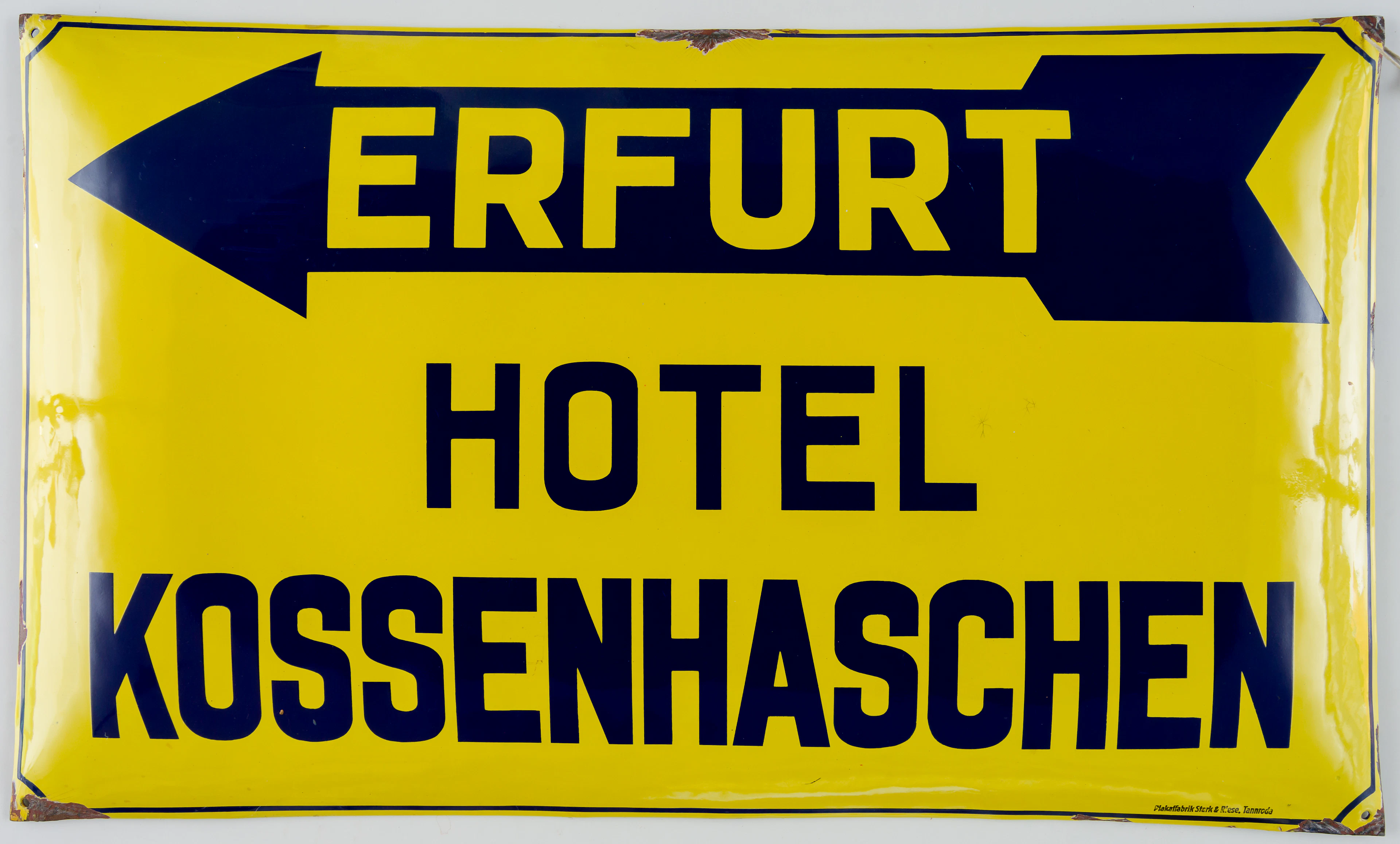 Lot 384: LARGE ENAMEL ADVERTISING SIGN FOR THE FORMER HOTEL KOSSENHASCHCHEN