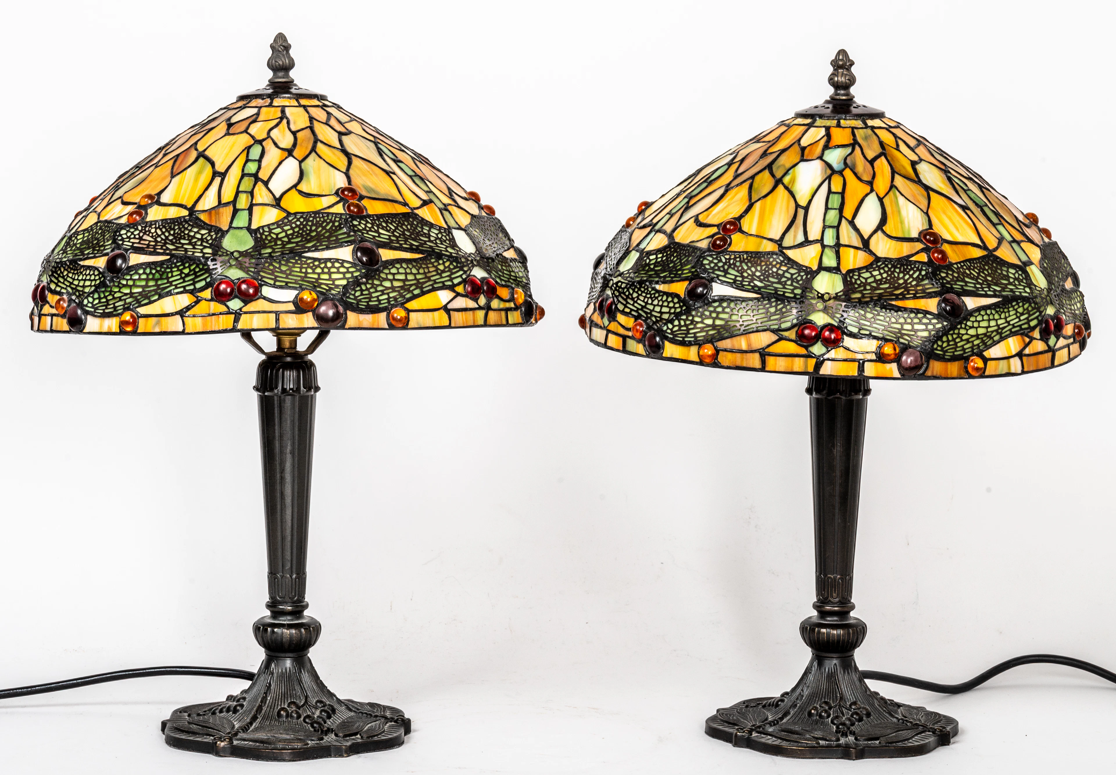 Lot 362: A PAIR OF TIFFANY-STYLE TABLE LAMPS