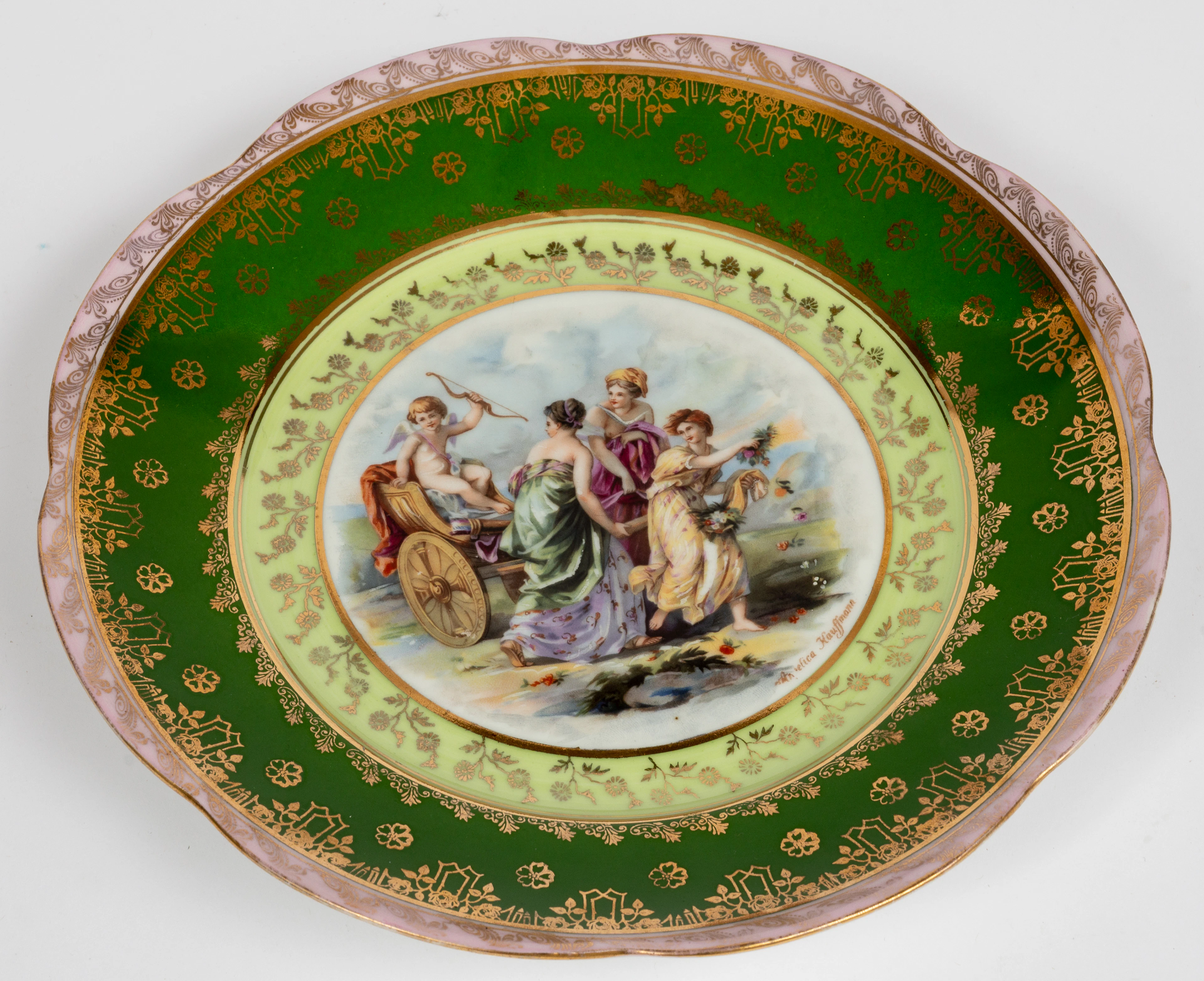 Lot 207: (8) VIENNESE-STYLE DECORATIVE PLATE WITH "TRIUMPH OF CUPID"