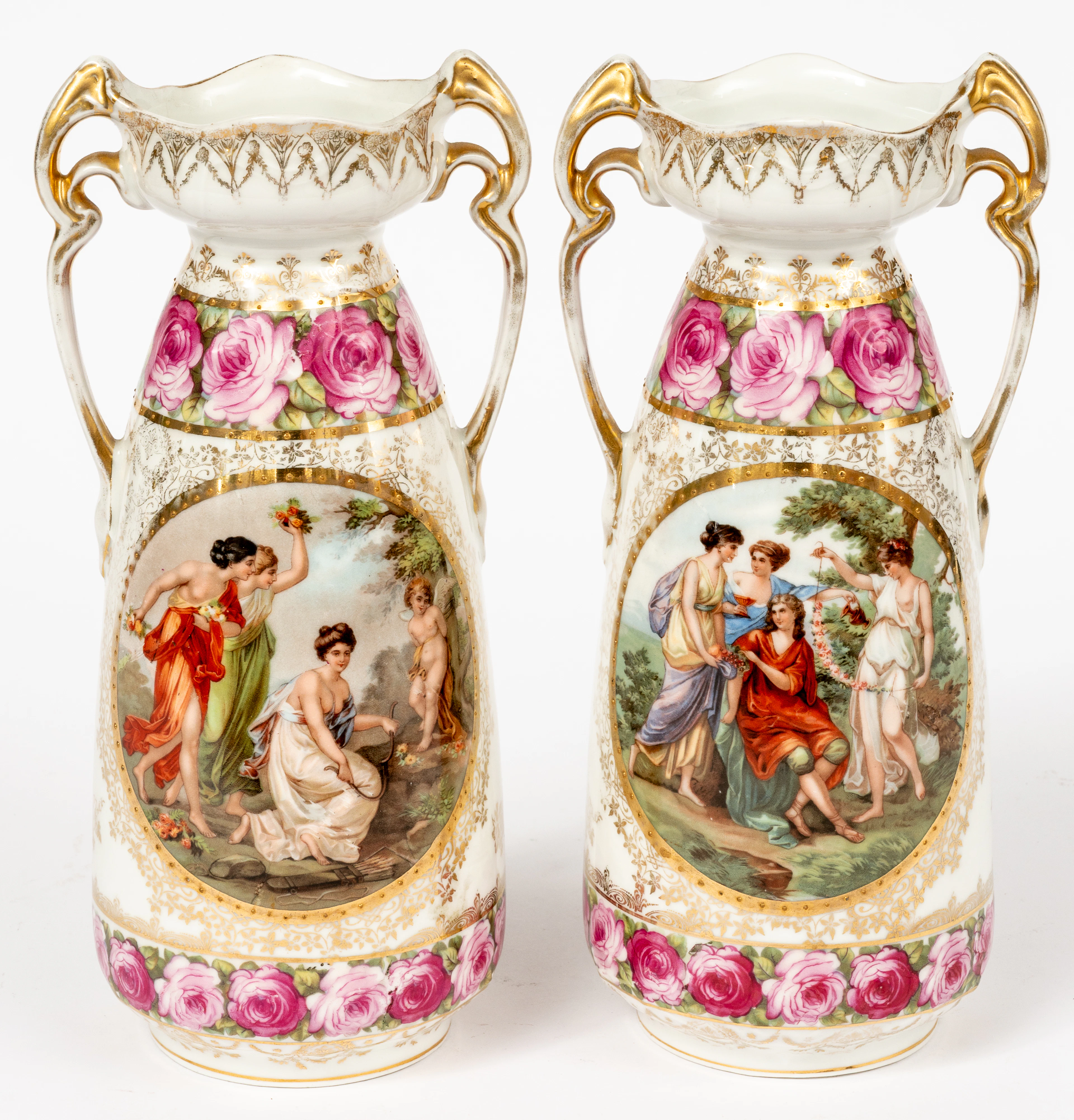 Lot 144: (119) PAIR OF PORCELAIN VASES IN HISTORICIST STYLE