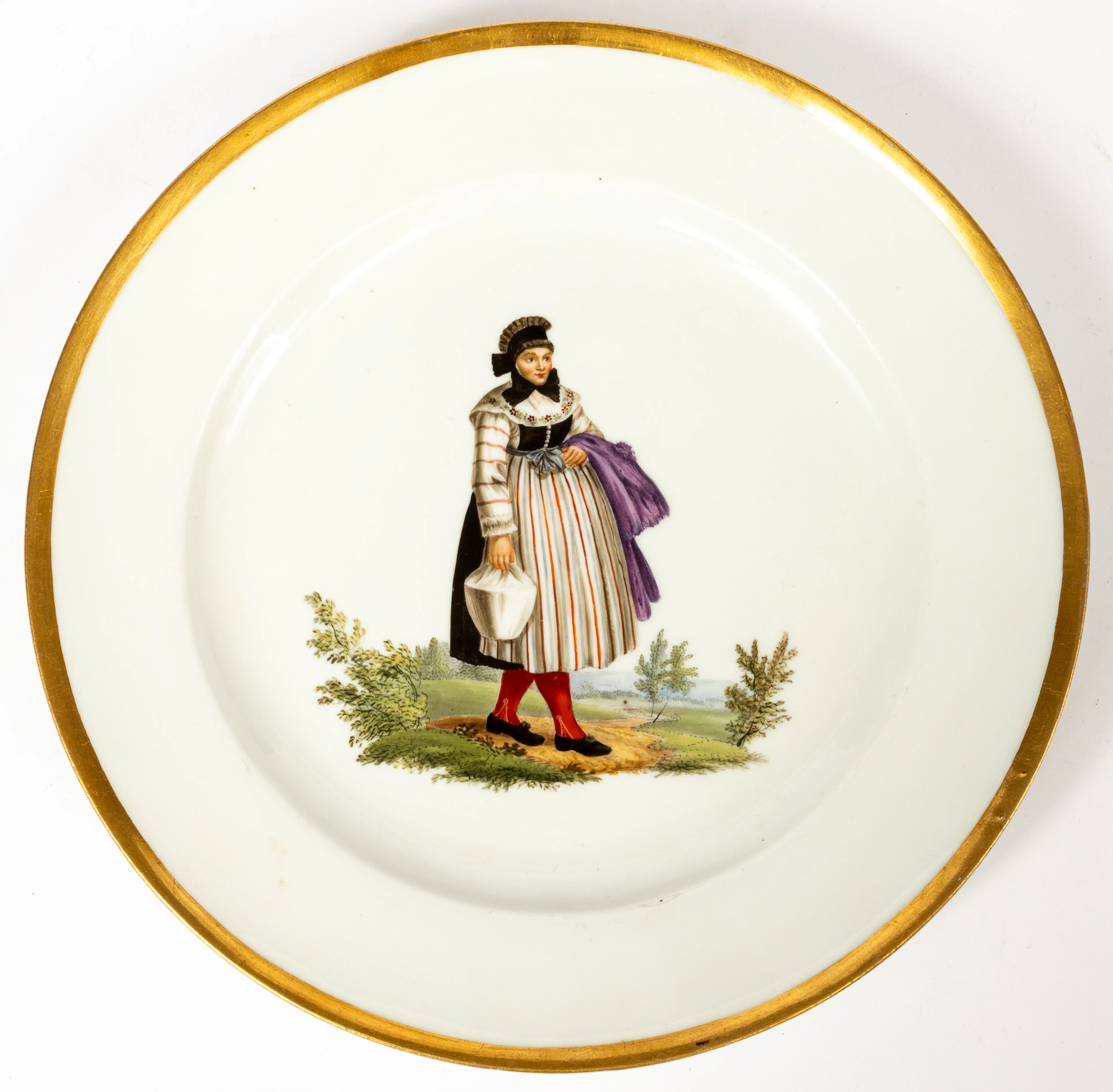 Lot 161: (51) MEISSEN DECORATIVE PLATE SHOWING A 'WENDISH PEASANT WOMAN'