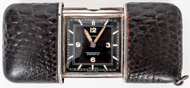 Lot 312: MOVADO ERMETO POCKET AND TRAVEL WATCH