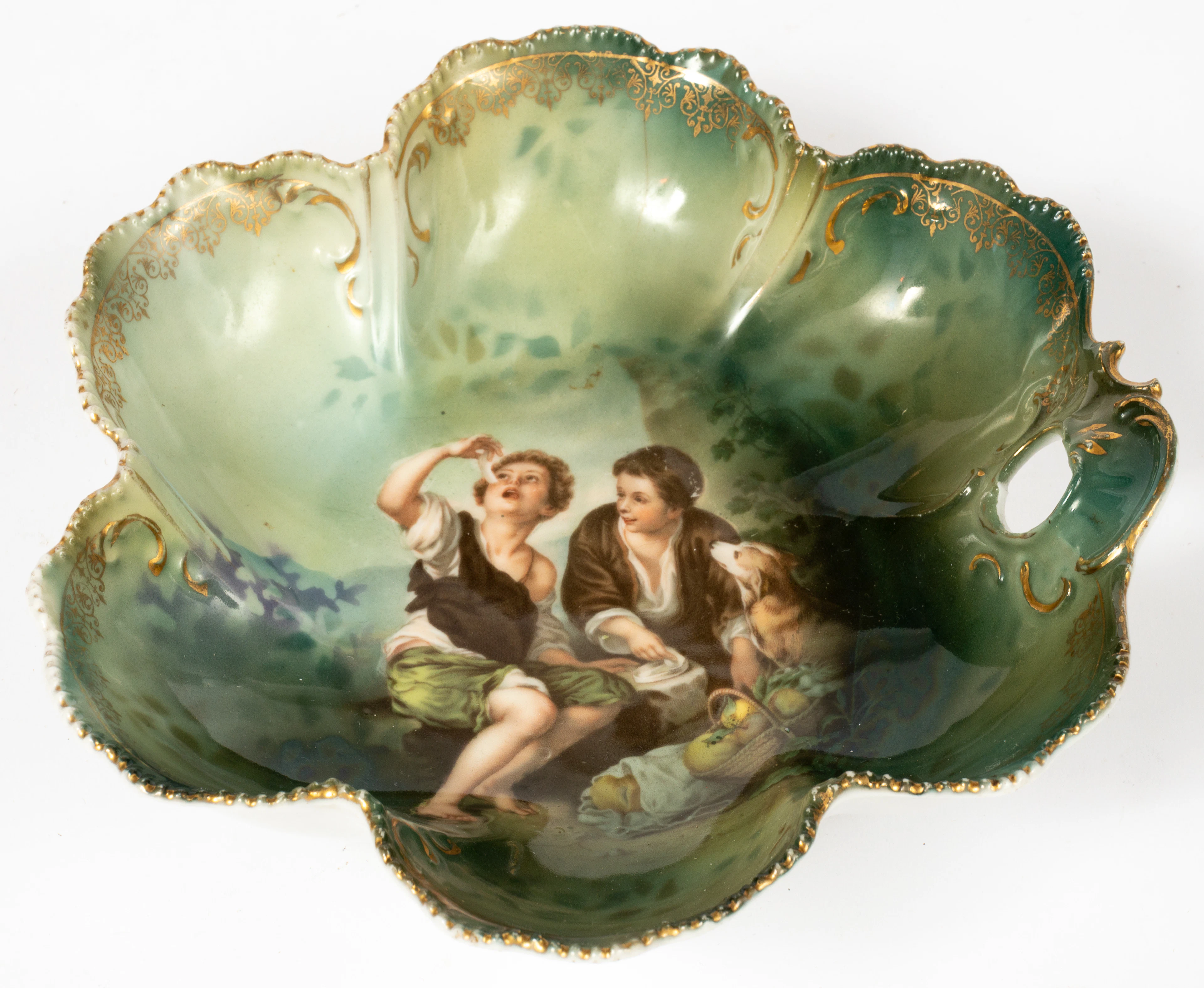 Lot 187: PORCELAIN BOWL WITH A SCENE OF THE MELON EATERS, AFTER MURILLO