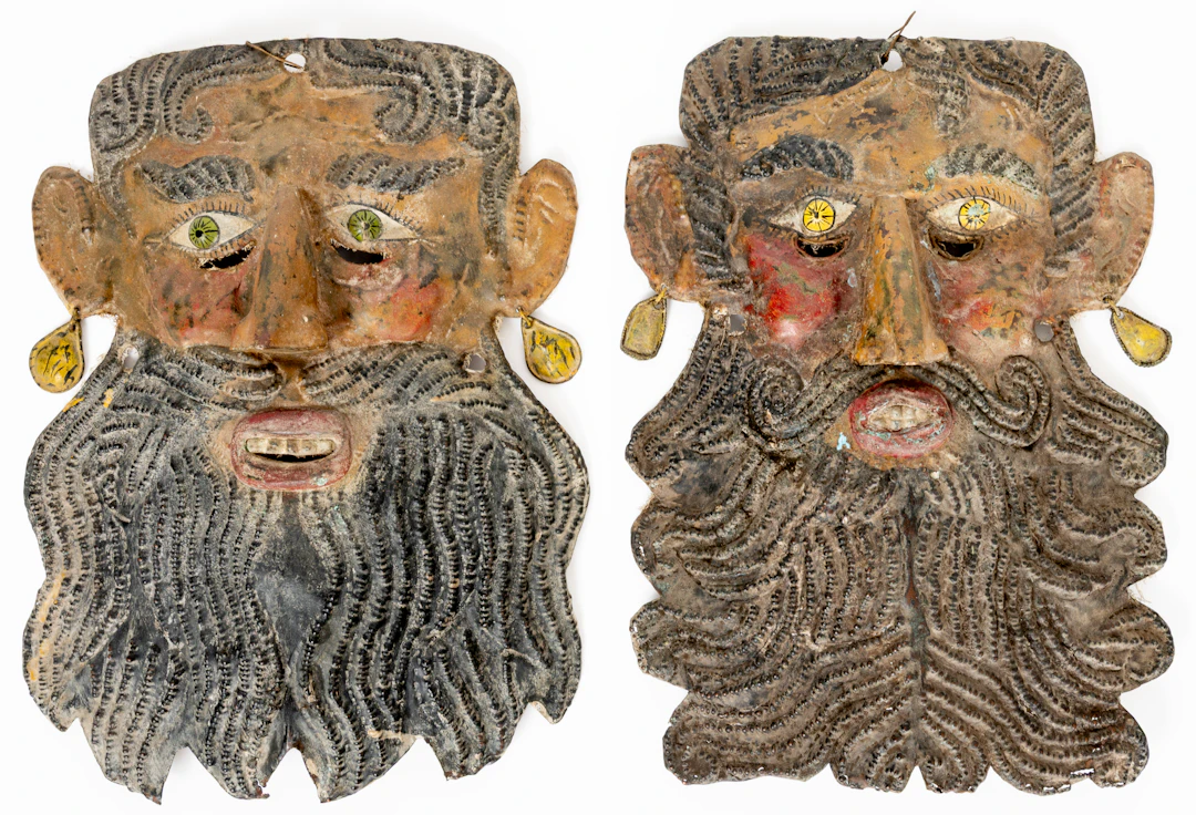 Lot 331: 2 MEXICAN DANCE MASKS 'MASCARA DE BARBÓN'