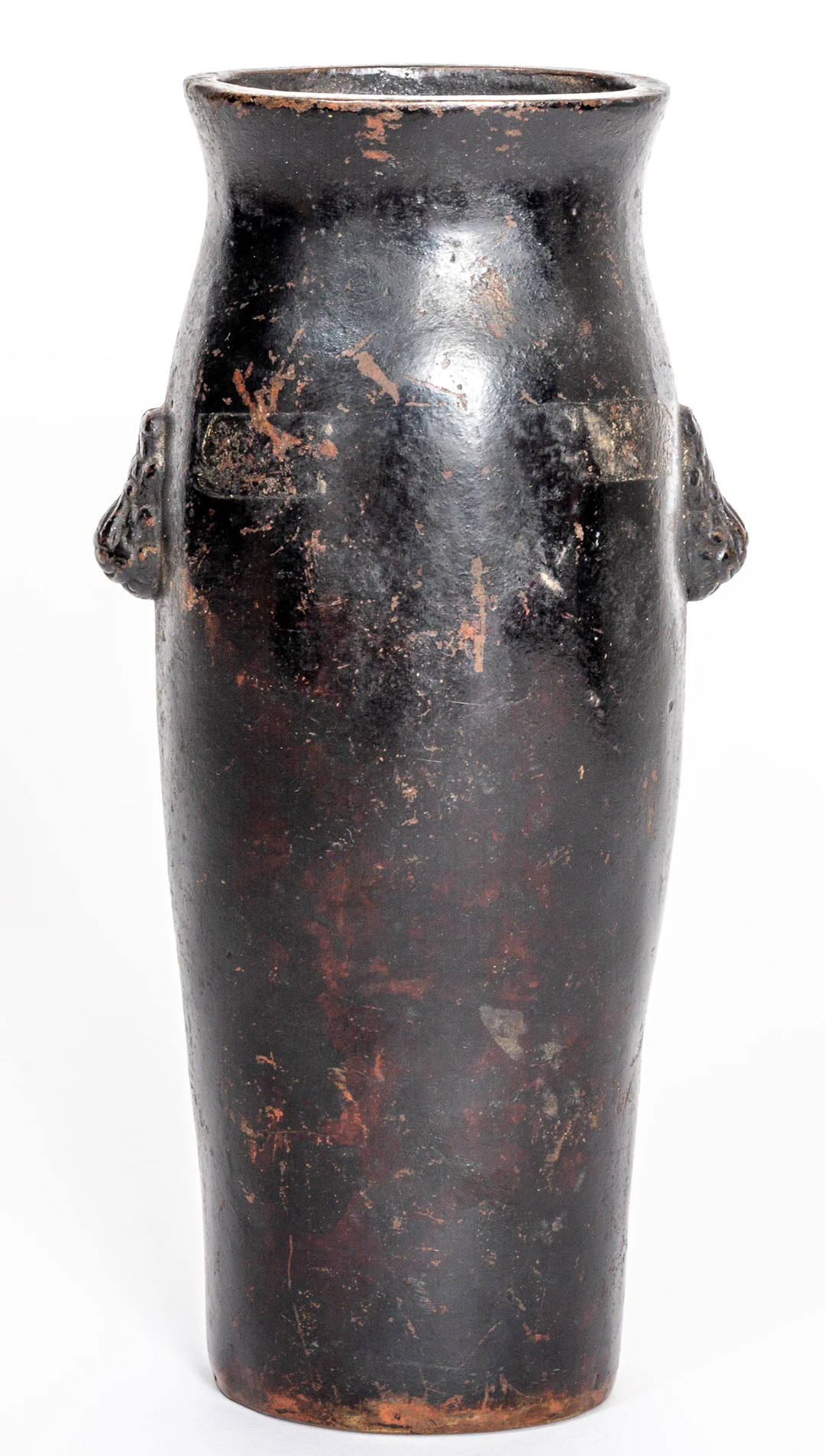 Lot 15: CHINESE BRONZE VASE WITH LION HEADED EARS