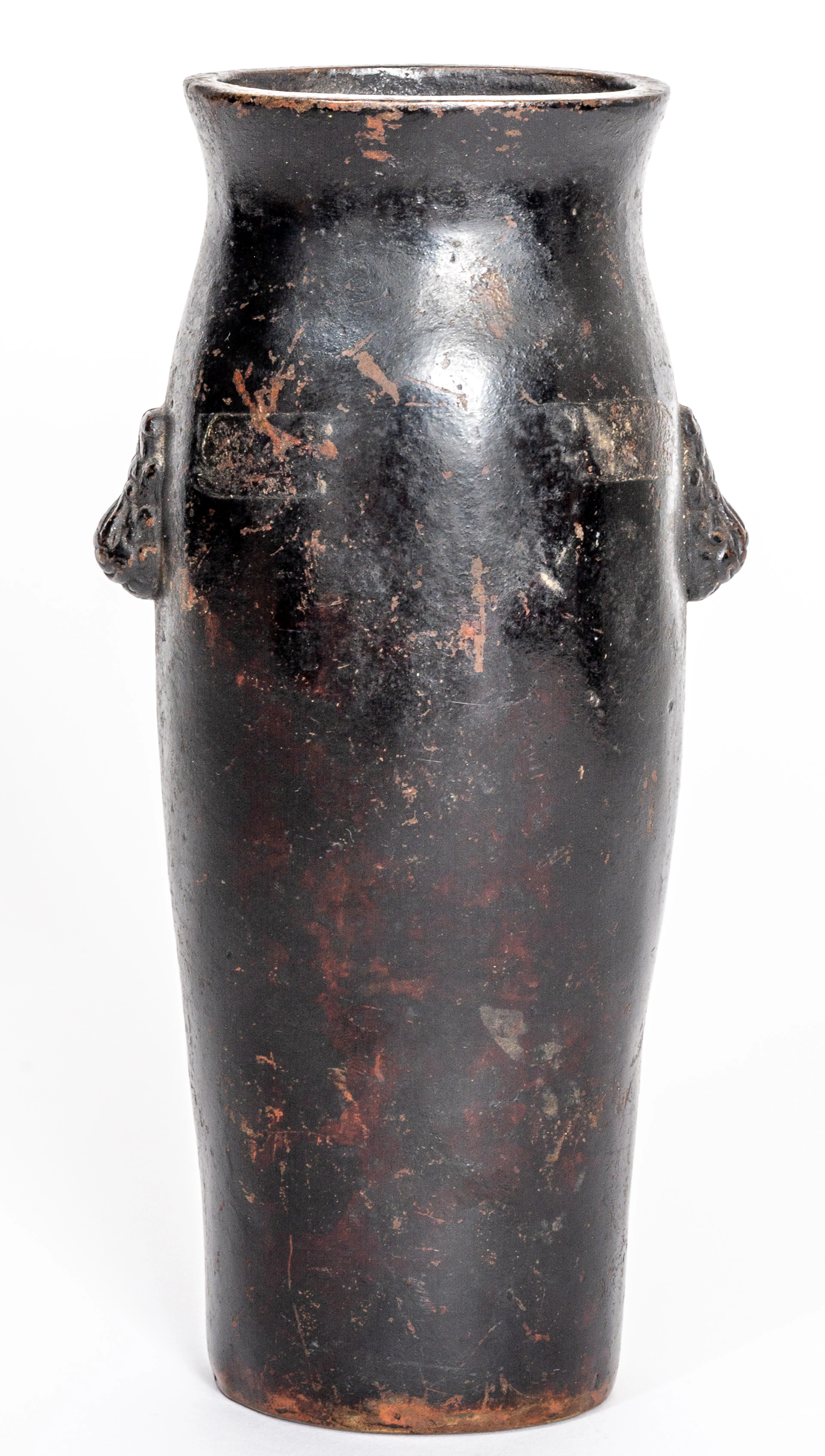 Lot 15: CHINESE BRONZE VASE WITH LION HEADED EARS