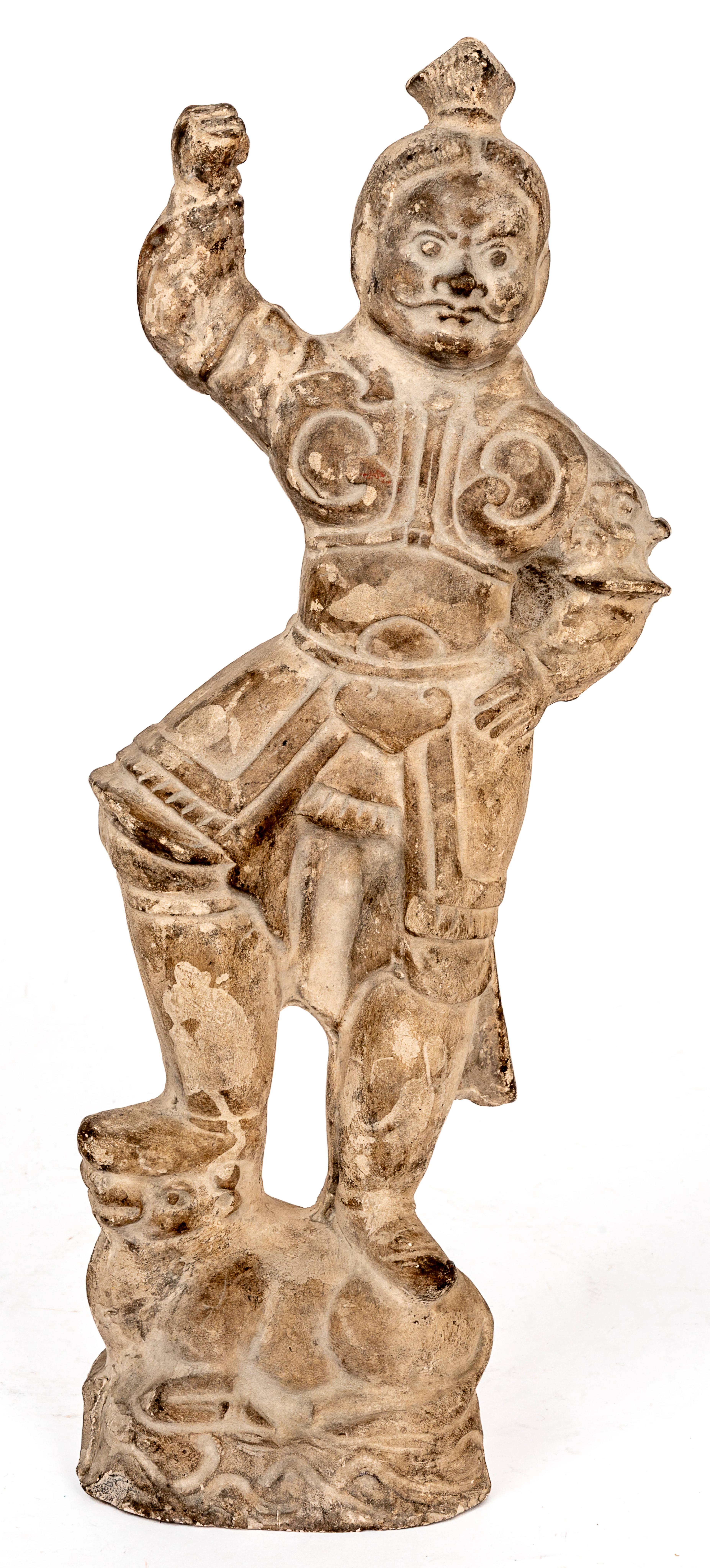 Lot 49: A CHINESE LOKAPALA TOMB GUARDIAN FIGURE