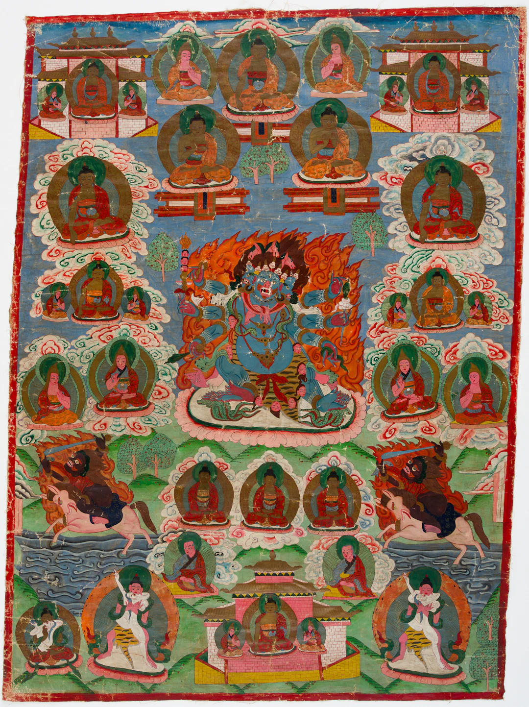 Lot 1: TIBETAN THANGKA SHOWING SADBHUJA MAHAKALA