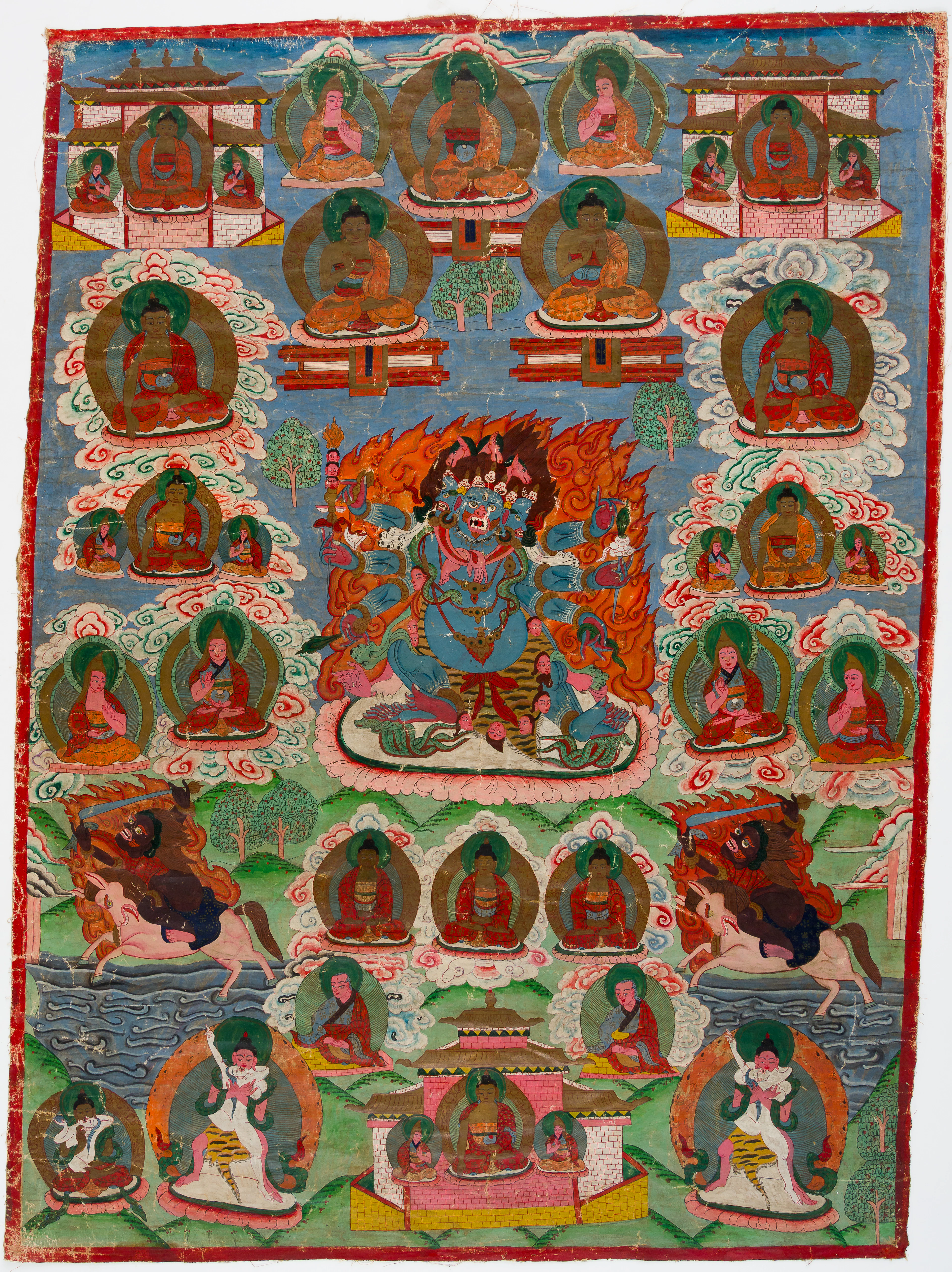 Lot 1: TIBETAN THANGKA SHOWING SADBHUJA MAHAKALA