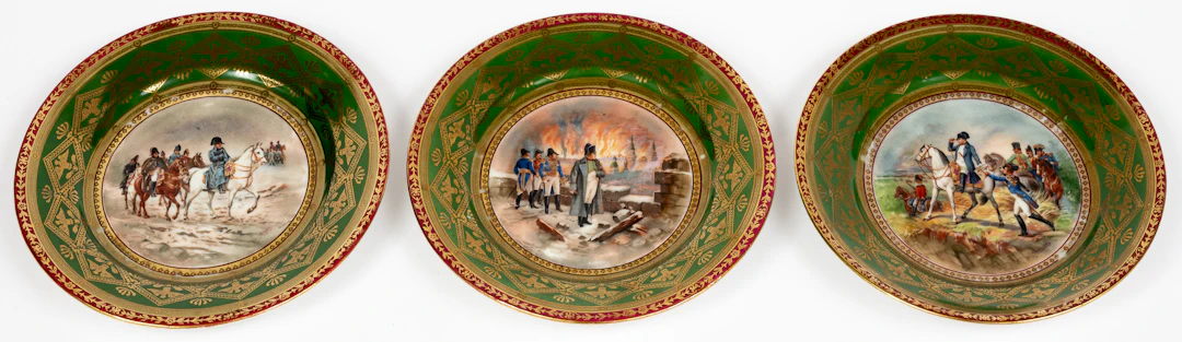 Lot 202: (29,30,31) 3 PLATES WITH SCENES FROM THE LIFE OF NAPOLEON