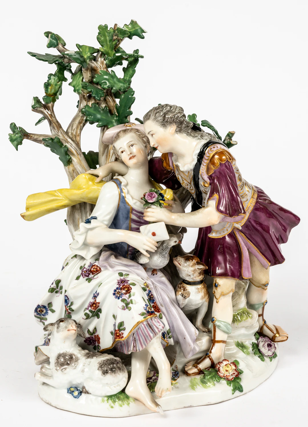 Lot 127: (131) MEISSEN FIGURE GROUP 'THE LOVE LETTER'