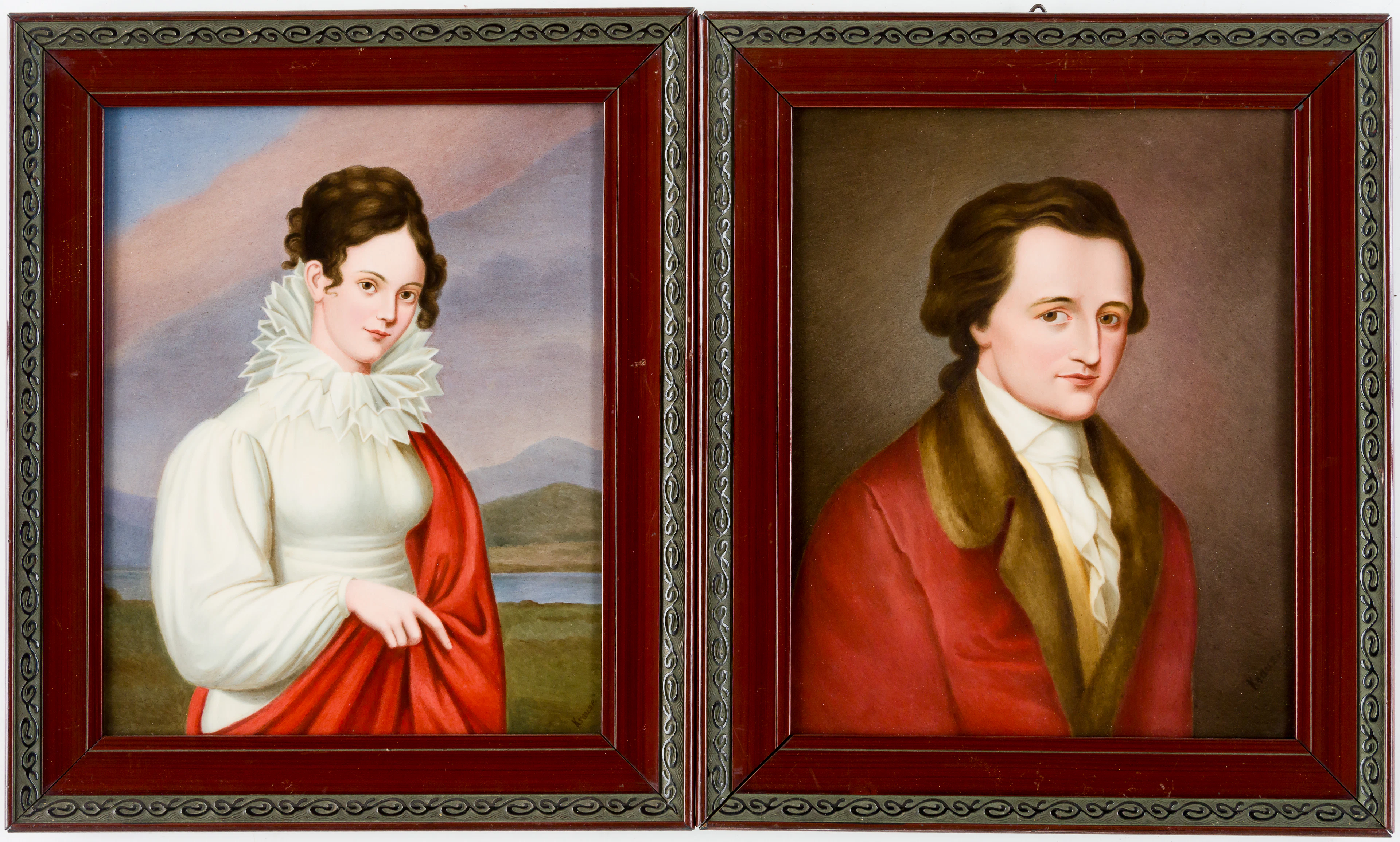 Lot 239: (86,87) 2 PORCELAIN PAINTINGS WITH THE PORTRAIT OF WILHELMINE