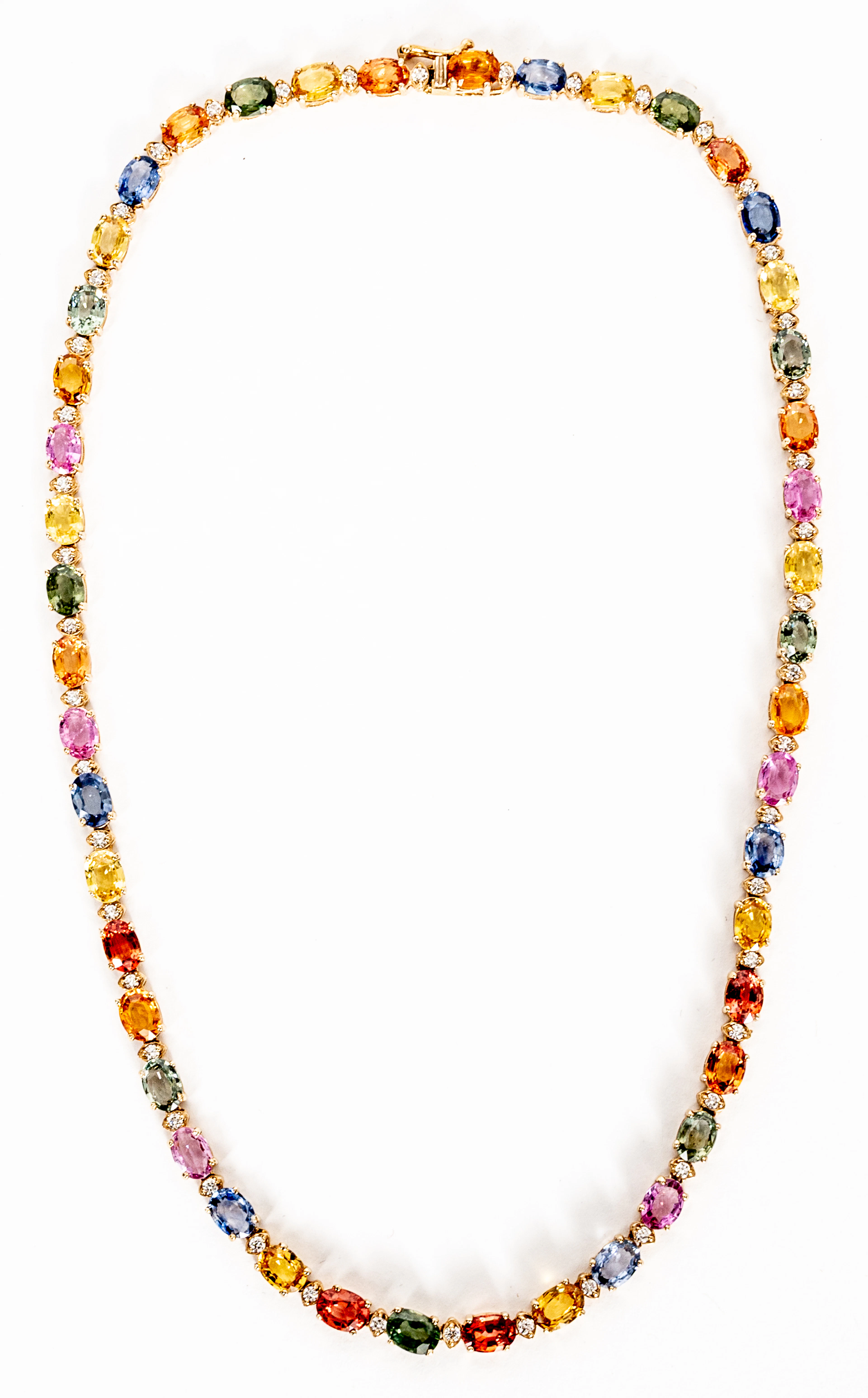 Lot 268: MULTI COLOR SAPPHIRE & DIAMOND NECKLACE