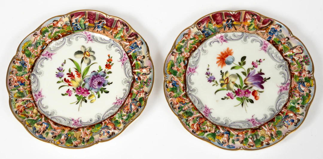 Lot 183: (73,74) DECORATIVE PORCELAIN PLATES IN THE CAPODIMONTE STYLE
