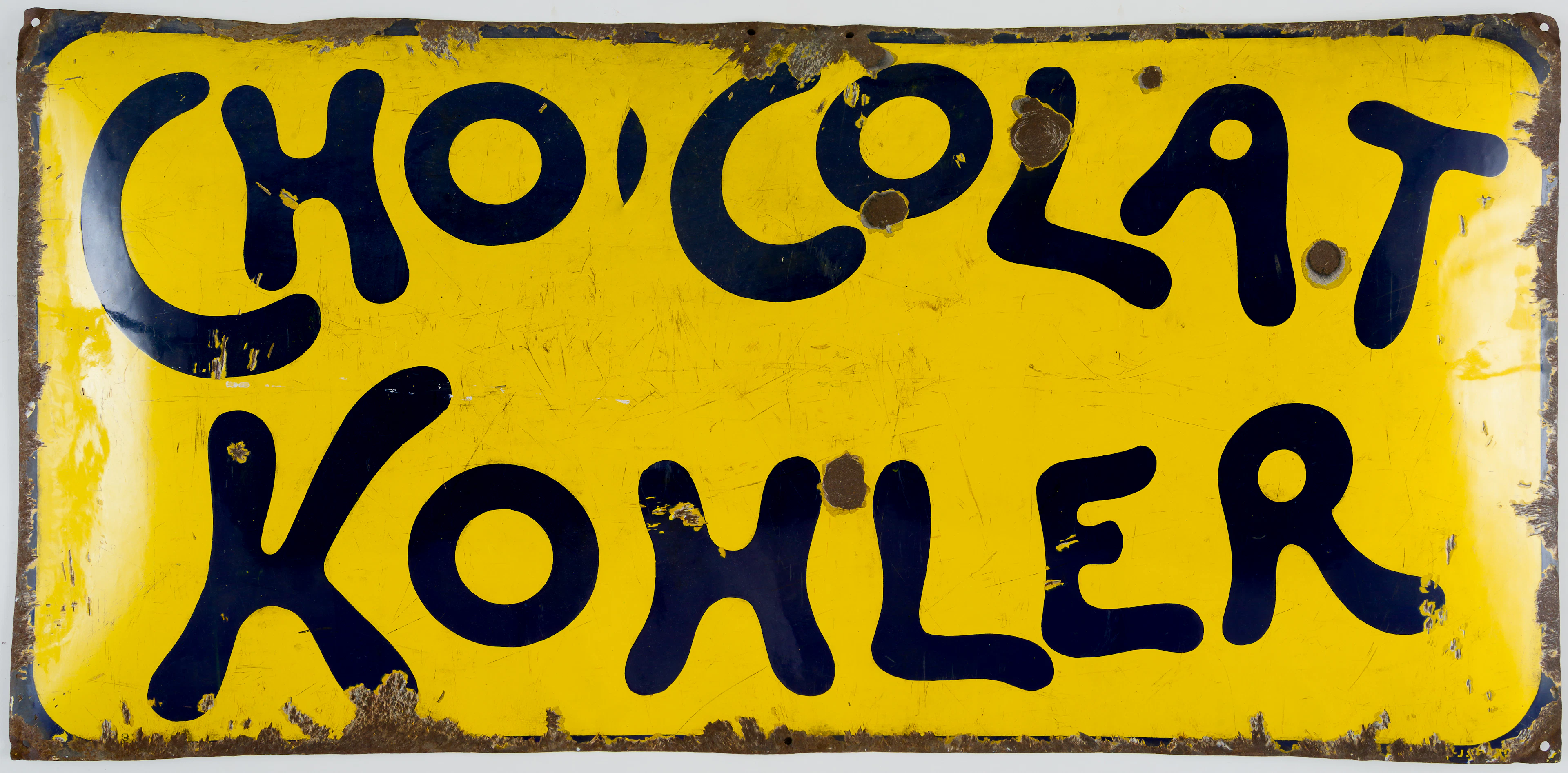 Lot 385: VERY LARGE ENAMEL SIGN FOR THE BRAND CHOCOLAT KOHLER