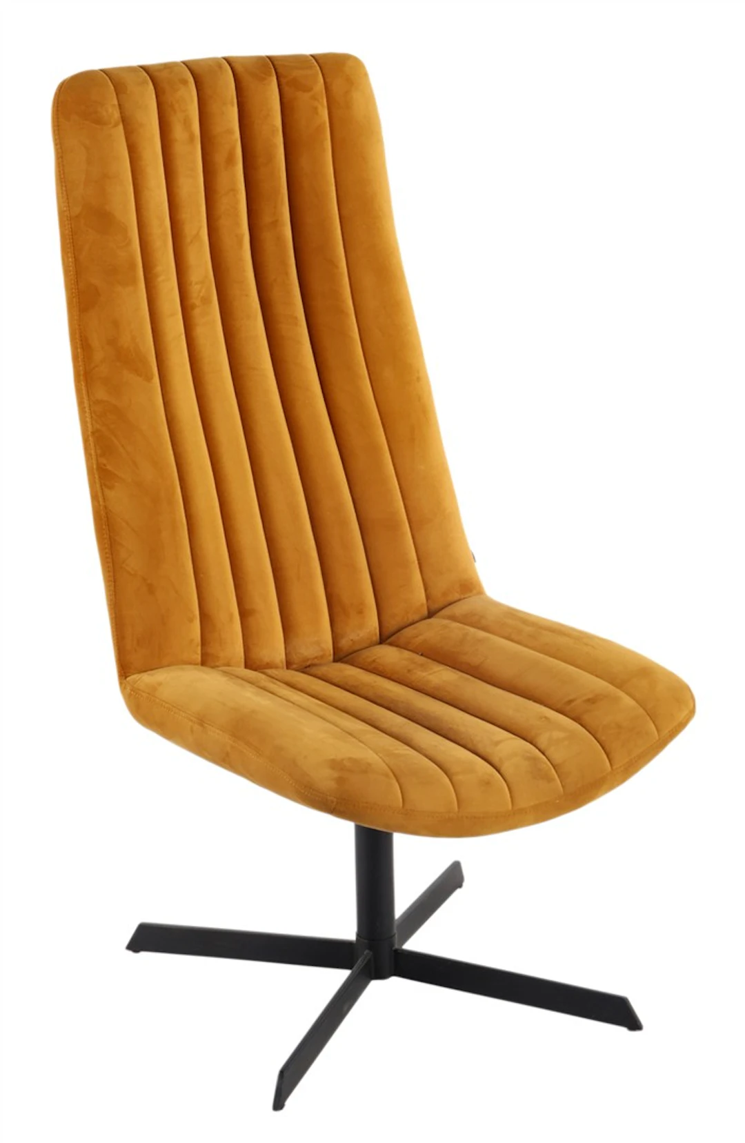 Moderne okergeel gestoffeerde draaifauteuil