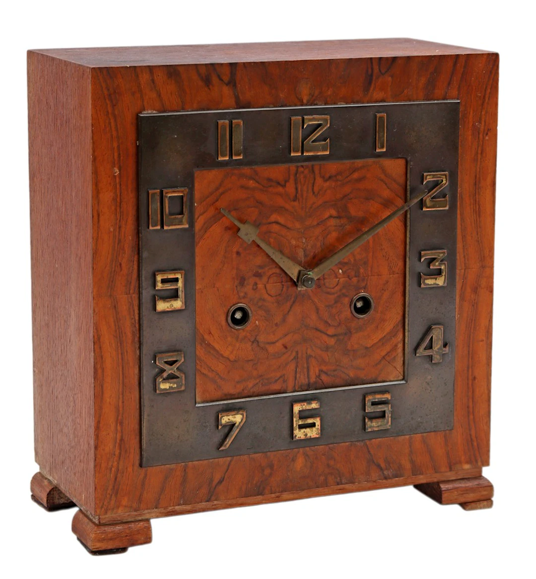 Amsterdamse School eiken met wortelnotenfineer pendule