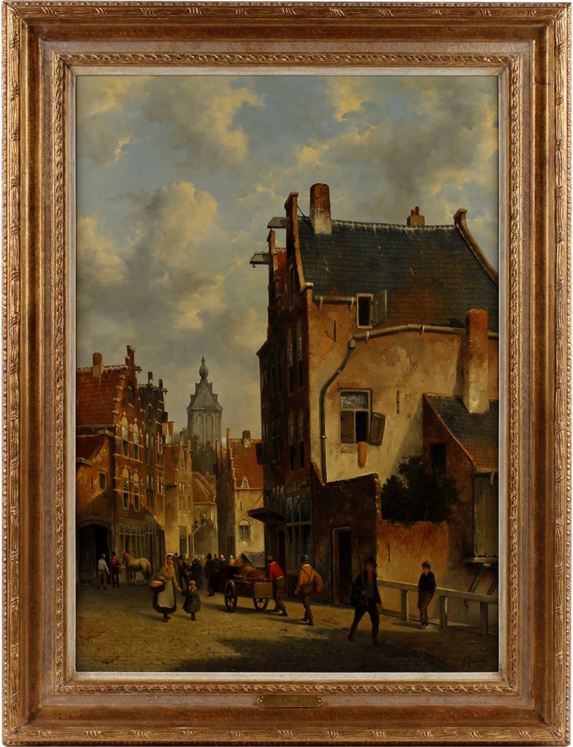 Stadsgezicht met figuren