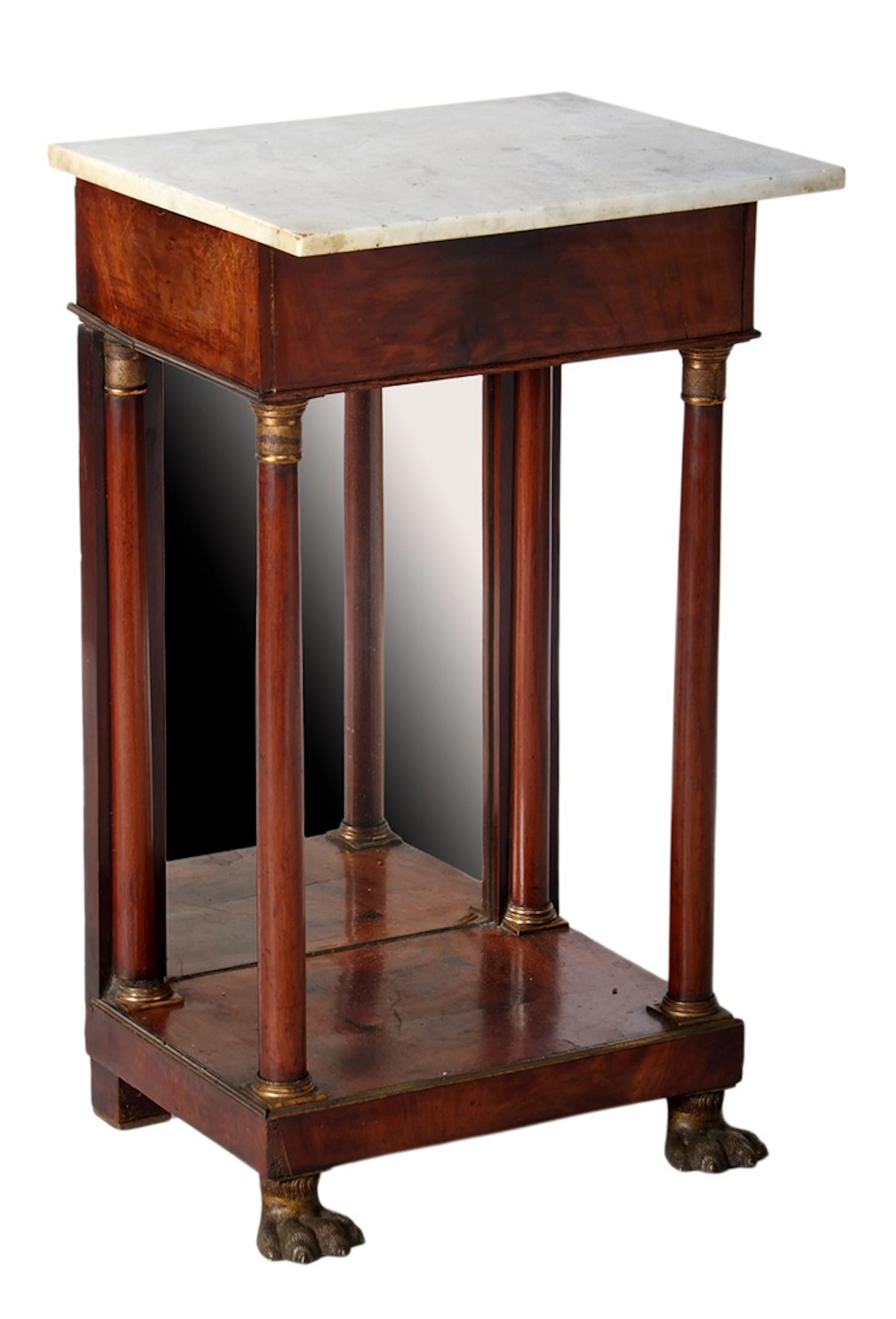 Empire notenfineer haltafel met marmeren blad waaronder...