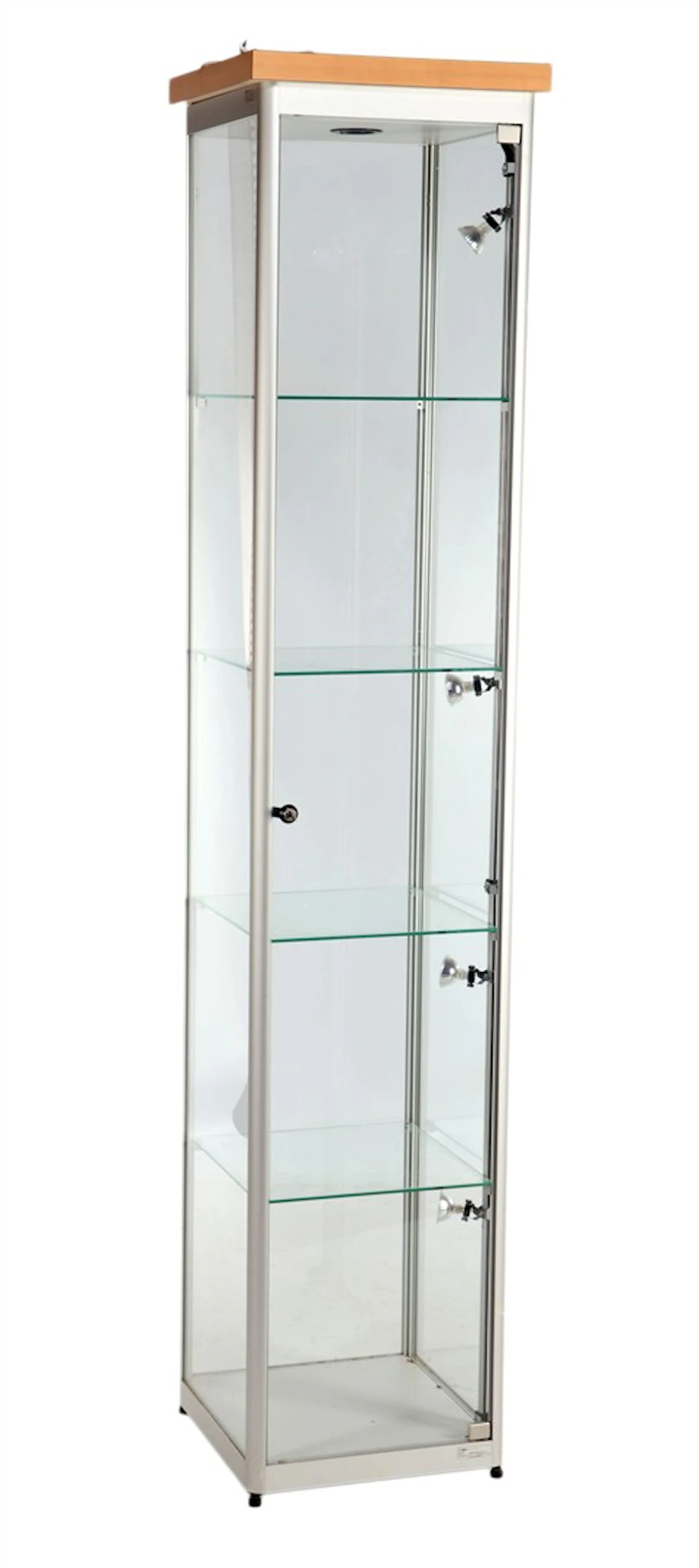 Metalen 4-schaps vitrine met verlichting