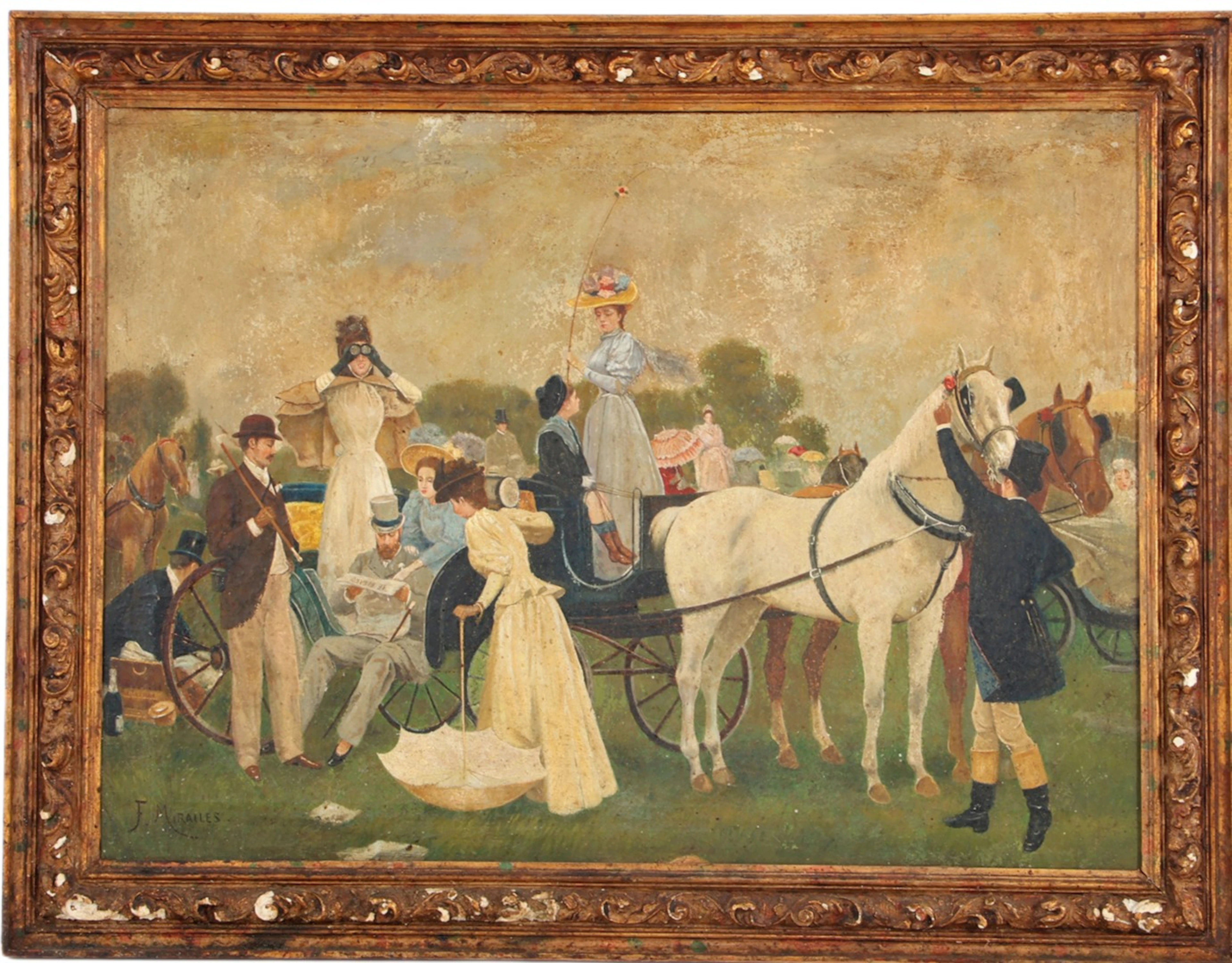 Figuren bij koets met paarden