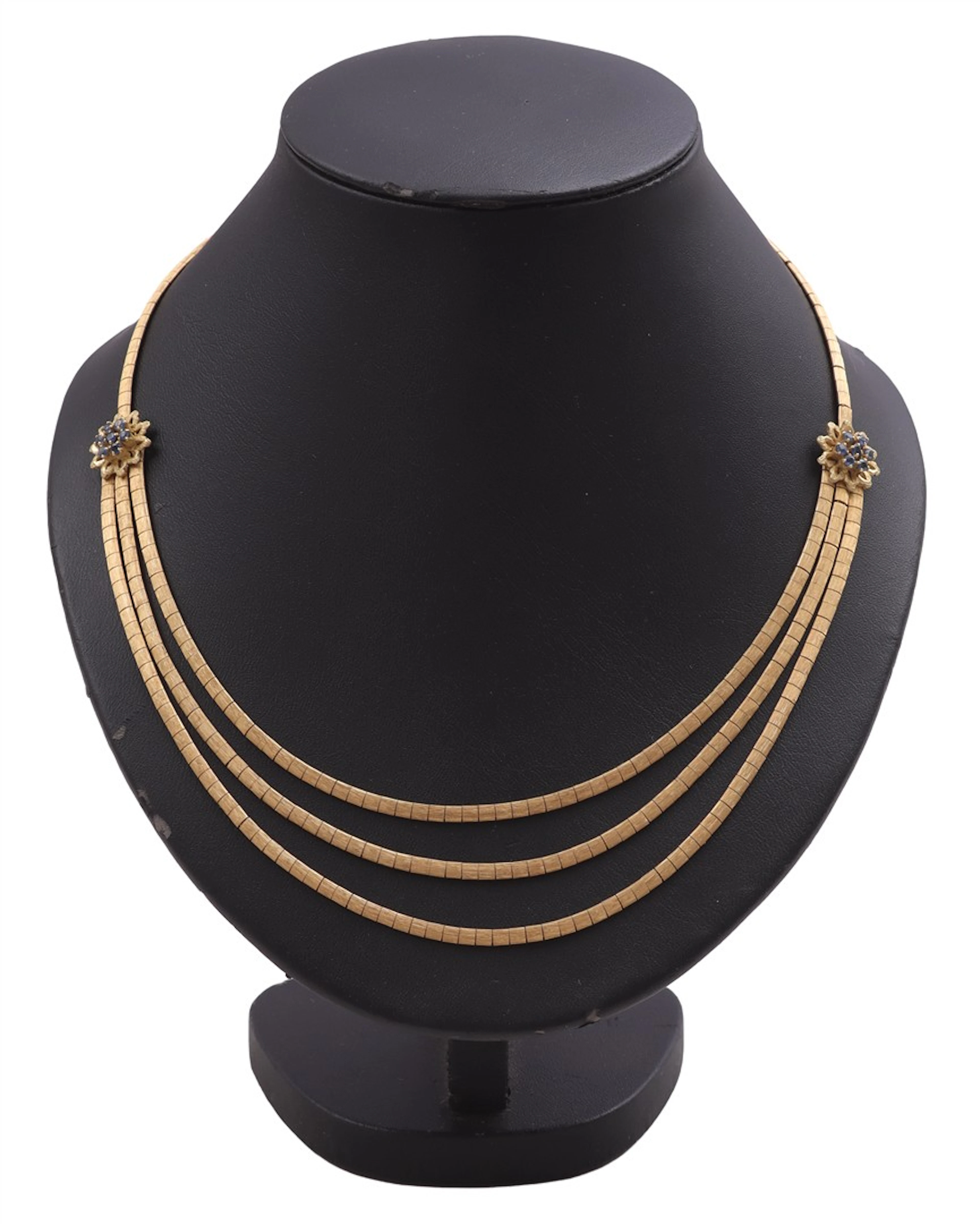 Gemattterd gouden collier,14-krt.