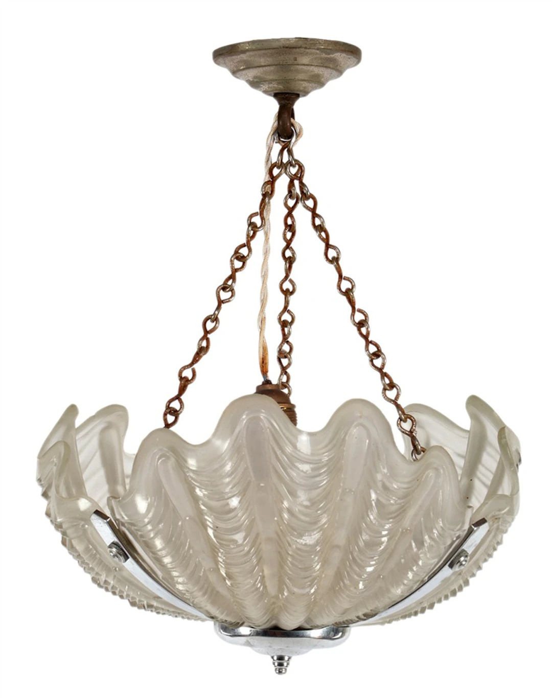 Persglazen en verchroomd metalen art deco eenlichts...